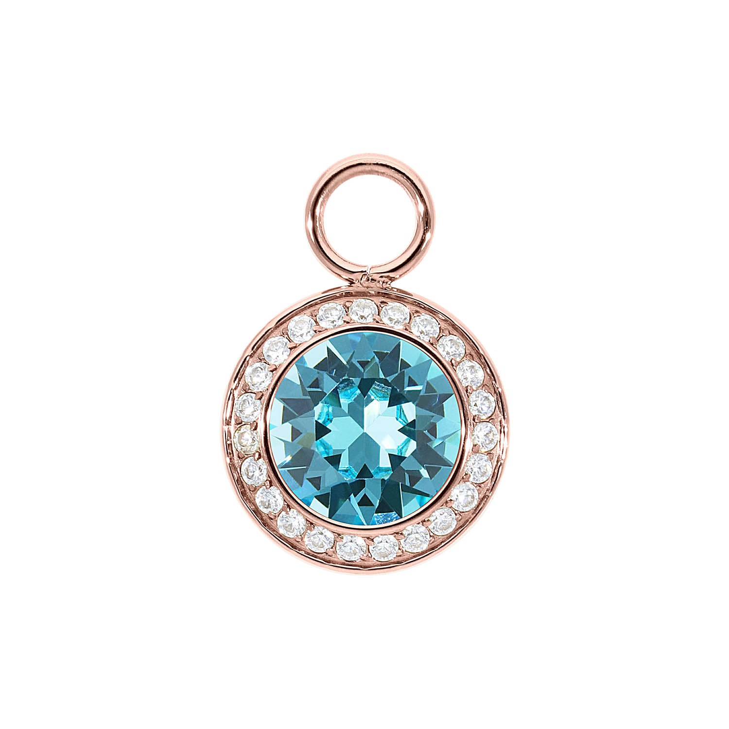 Tondo Deluxe Charm 13 mm - Roségold Light Turquoise