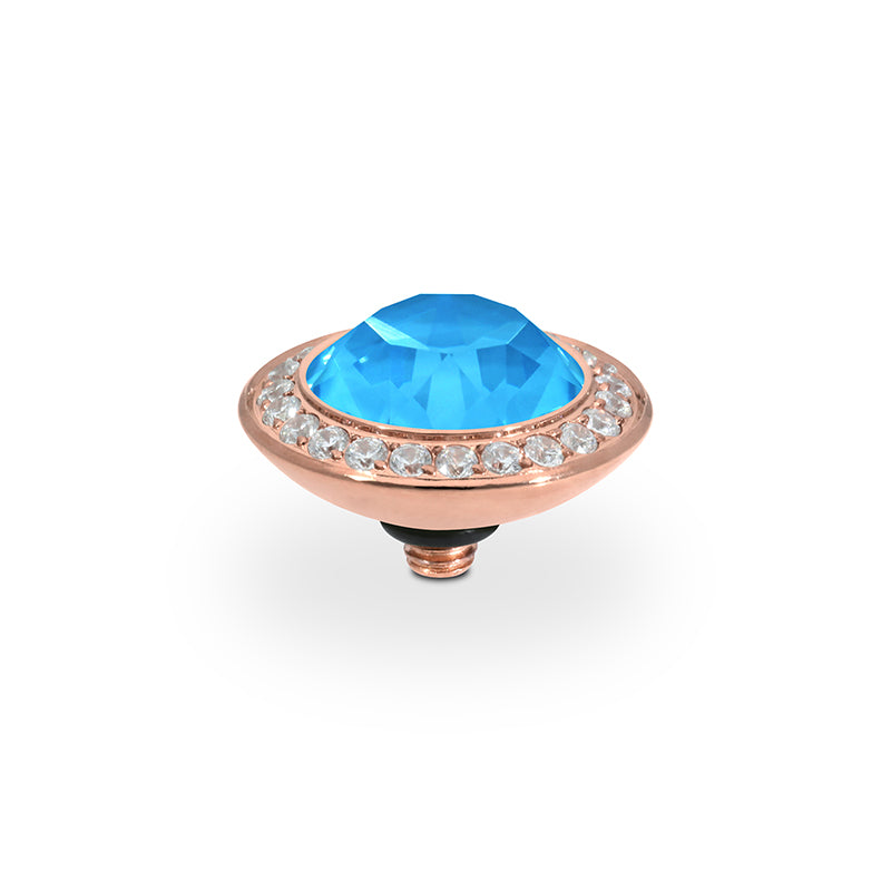 Tondo Deluxe Top 13 mm - Roségold Crystal Electric Blue Ignite