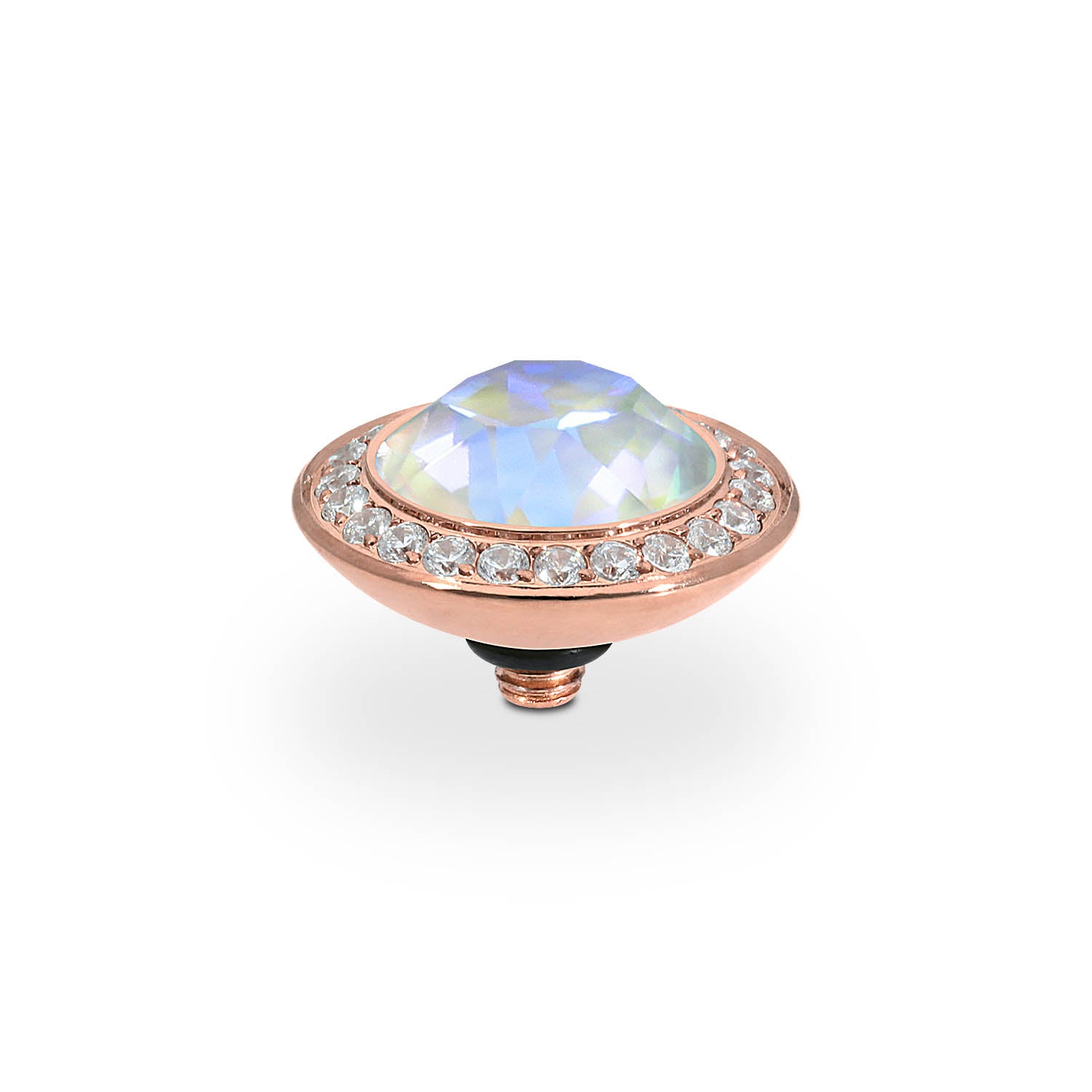 Tondo Deluxe Top 13 mm - Roségold Crystal Serene Gray Delite