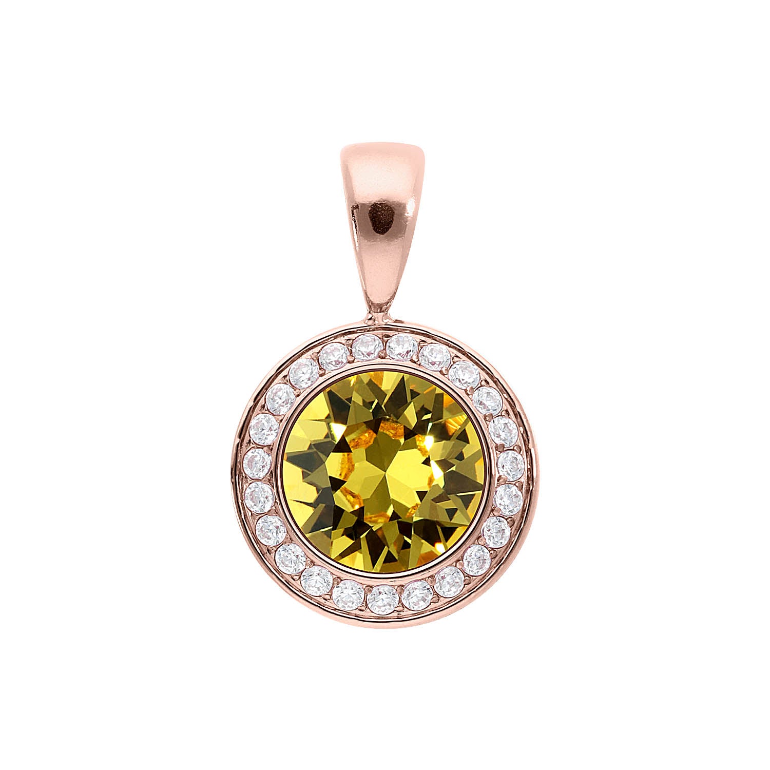 Tondo Deluxe Anhänger 13 mm - Roségold light topaz
