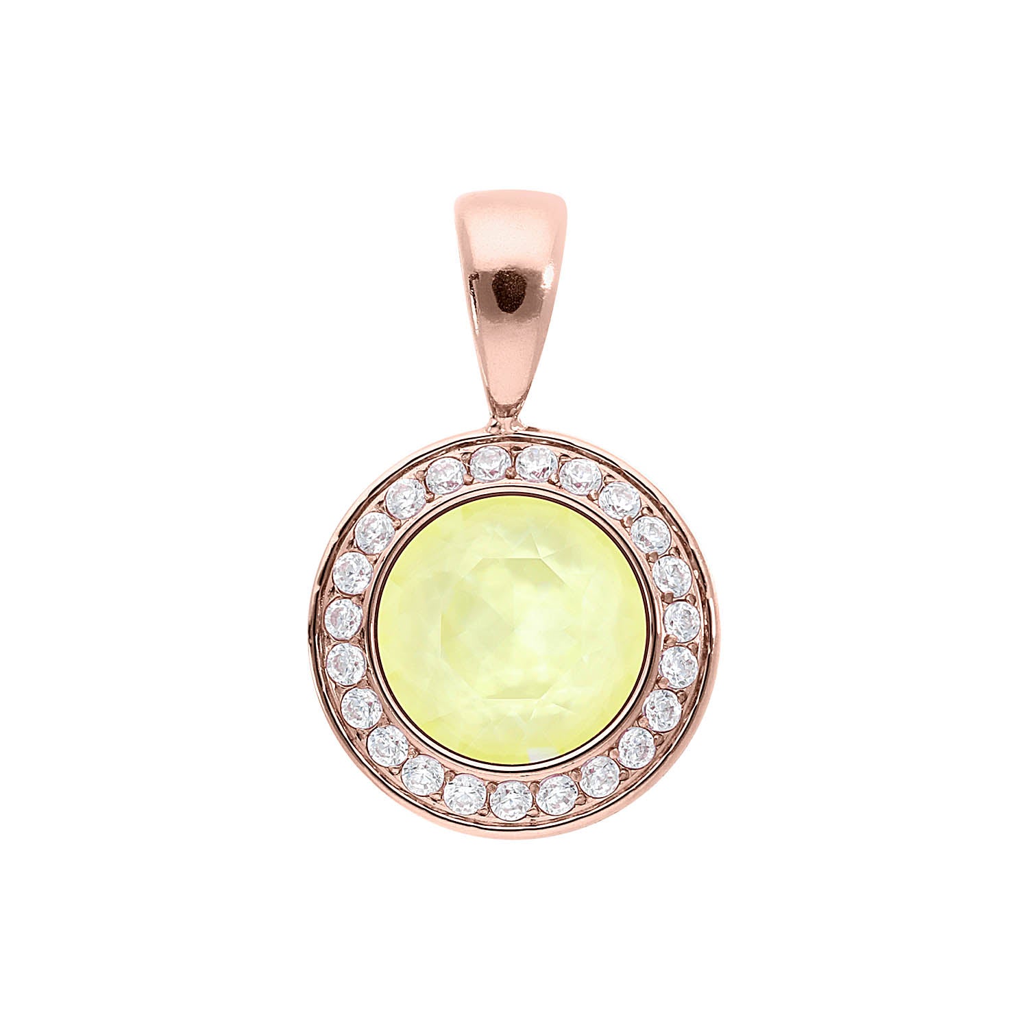 Tondo Deluxe Anhänger 13 mm - Roségold crystal soft yellow ignite