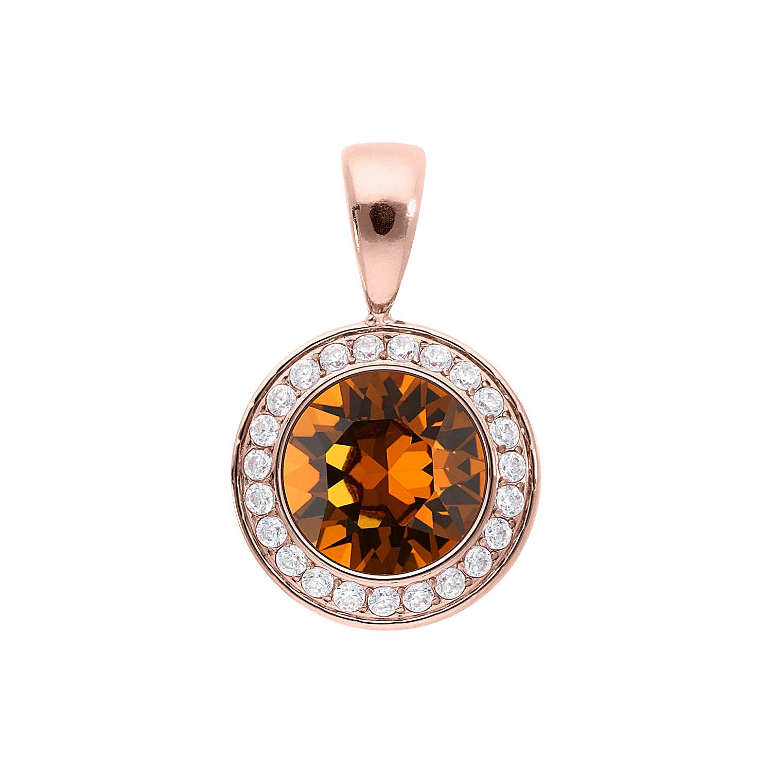 Tondo Deluxe Anhänger 13 mm - Roségold light amber