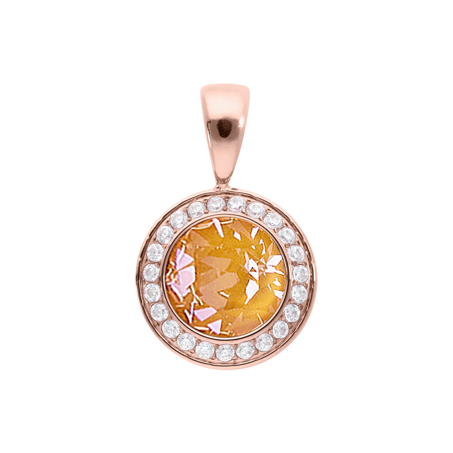 Tondo Deluxe Anhänger 13 mm - Roségold Crystal Mango Ignite
