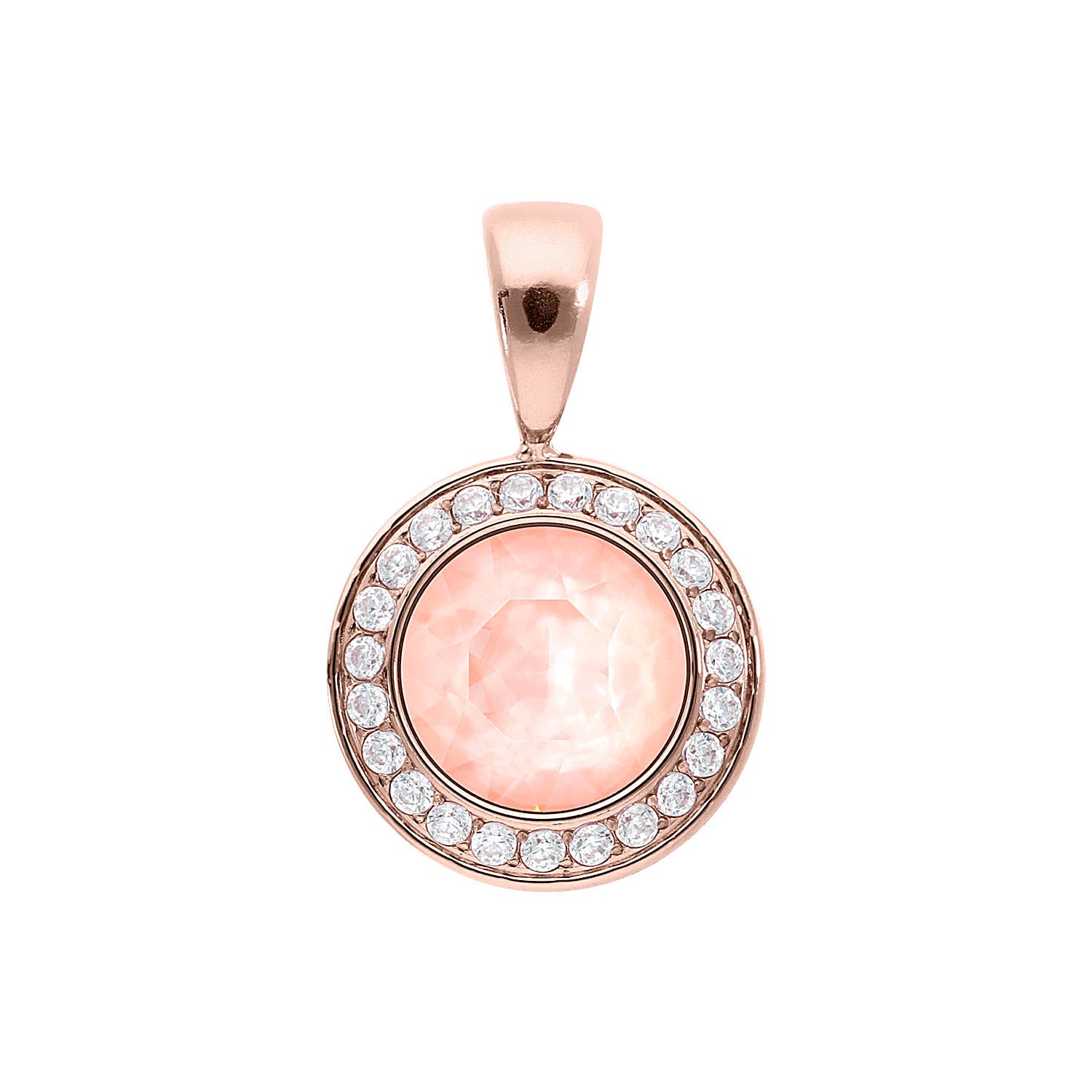 Tondo Deluxe Anhänger 13 mm - Roségold Crystal Flamingo Ignite