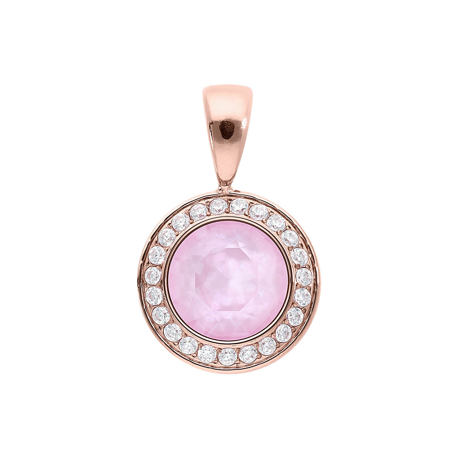 Tondo Deluxe Anhänger 13 mm - Roségold crystal soft rose ignite