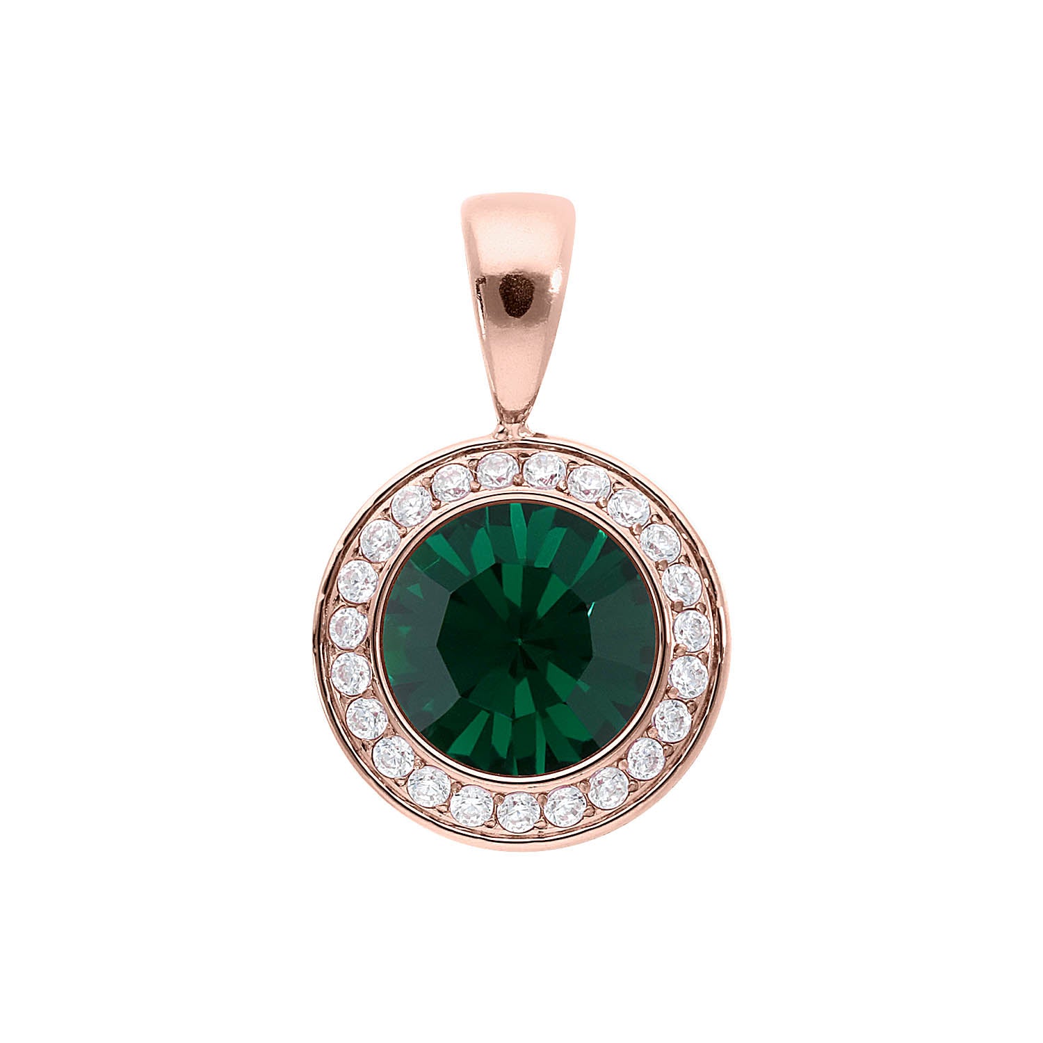 Tondo Deluxe Anhänger 13 mm - Roségold emerald