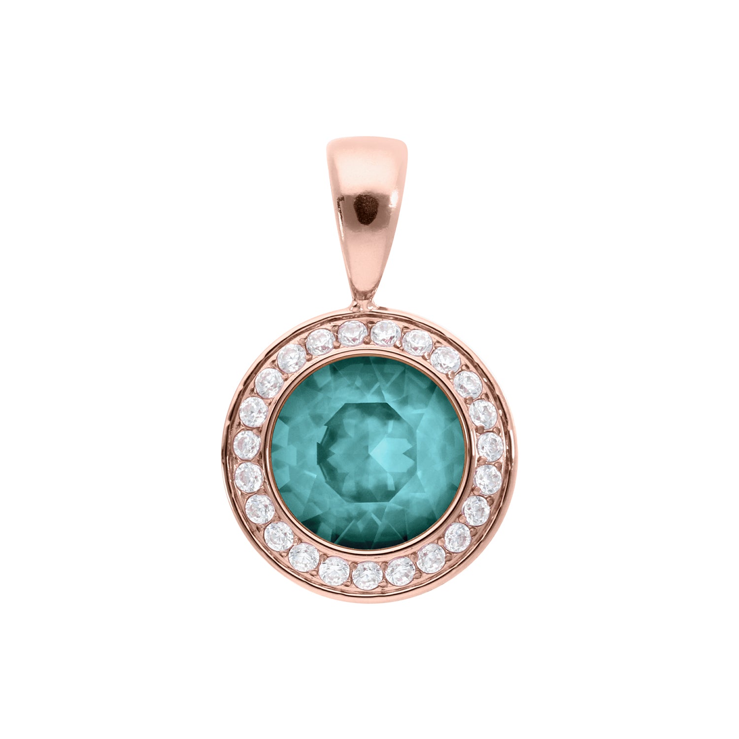 Tondo Deluxe Anhänger 13 mm - Roségold Crystal Pine Green Ignite