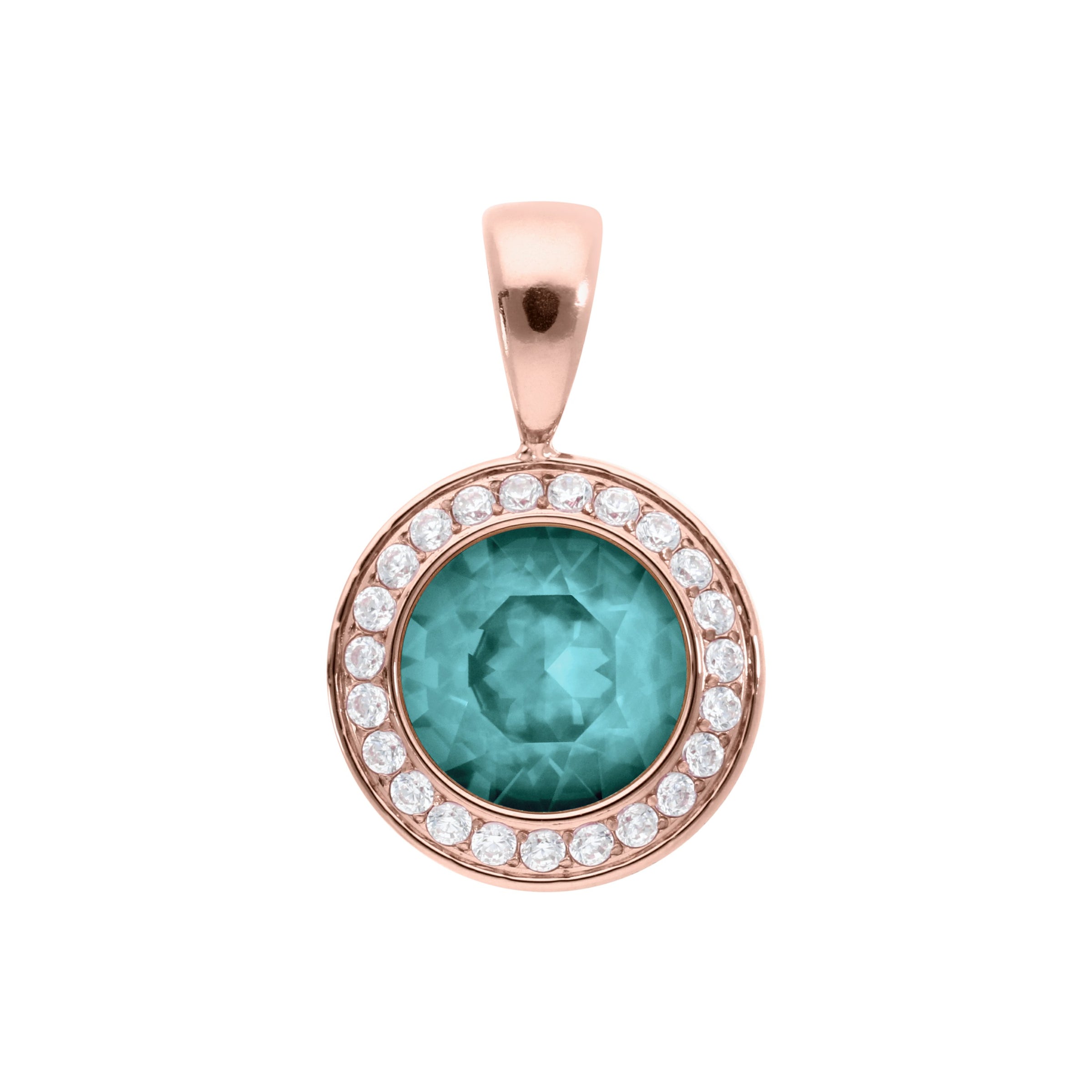 Tondo Deluxe Anhänger 13 mm - Roségold Crystal Pine Green Ignite