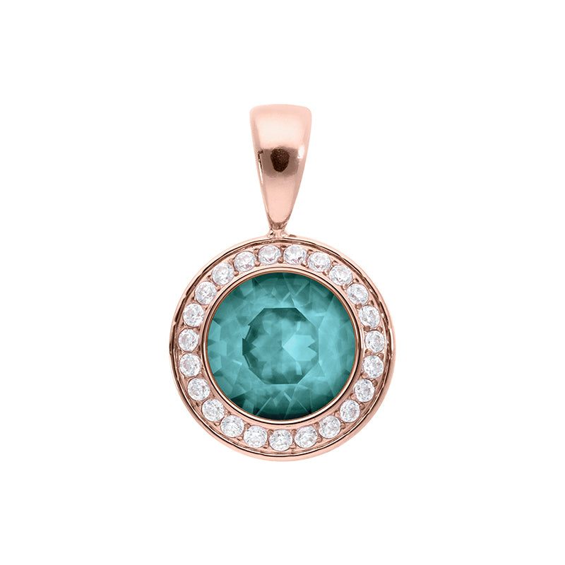 Tondo Deluxe Anhänger 13 mm - Roségold Crystal Pine Green Ignite
