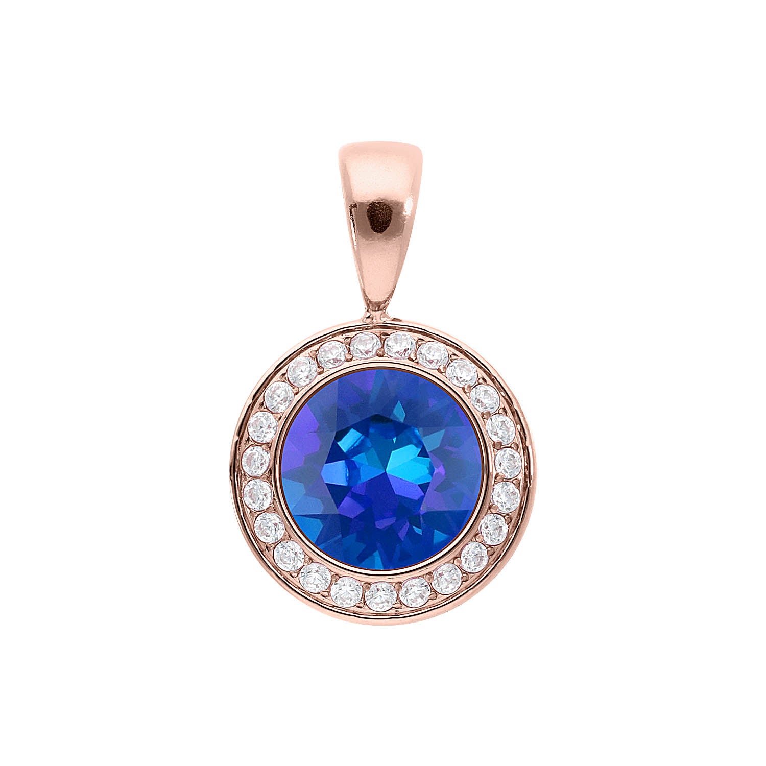 Tondo Deluxe Anhänger 13 mm - Roségold royal blue delite