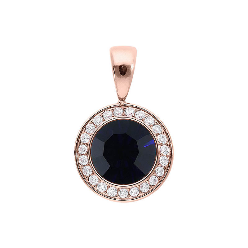 Tondo Deluxe Anhänger 13 mm - Roségold Dark Indigo