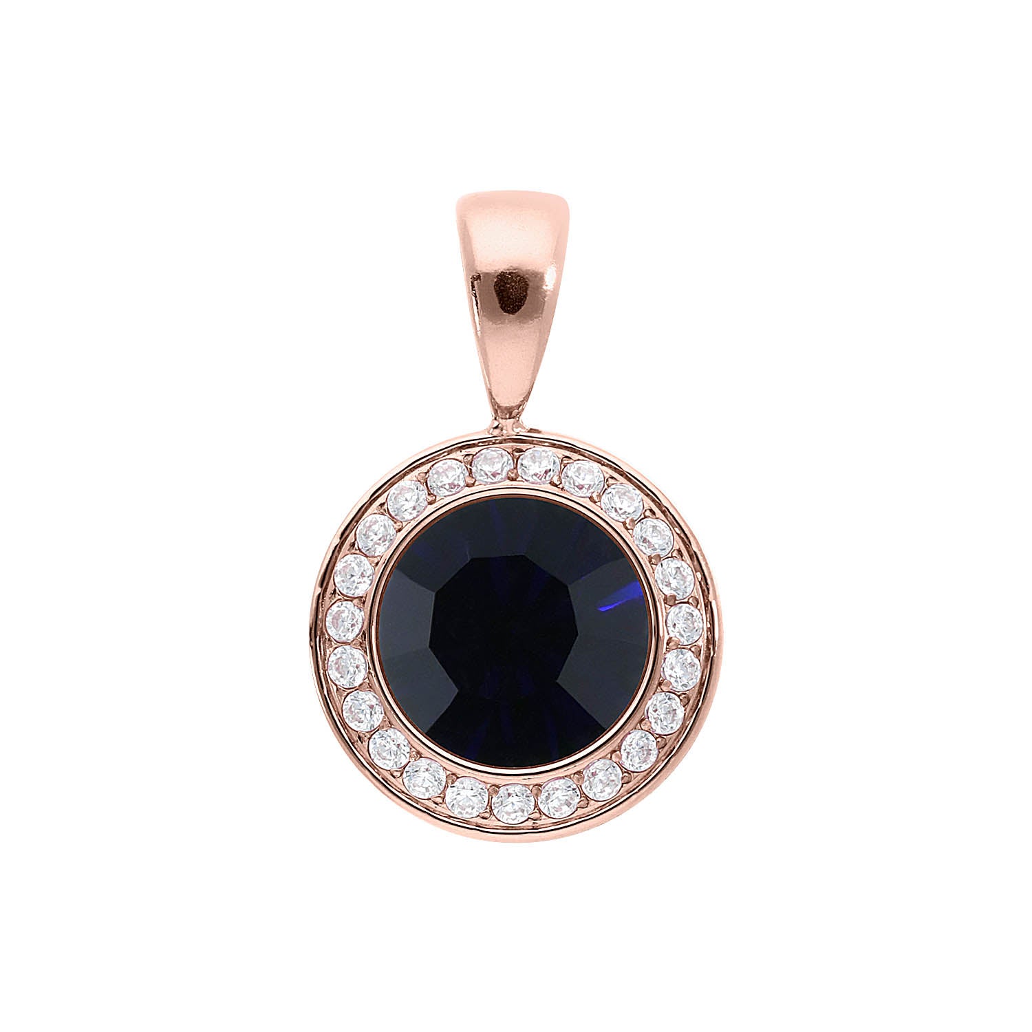 Tondo Deluxe Anhänger 13 mm - Roségold Dark Indigo