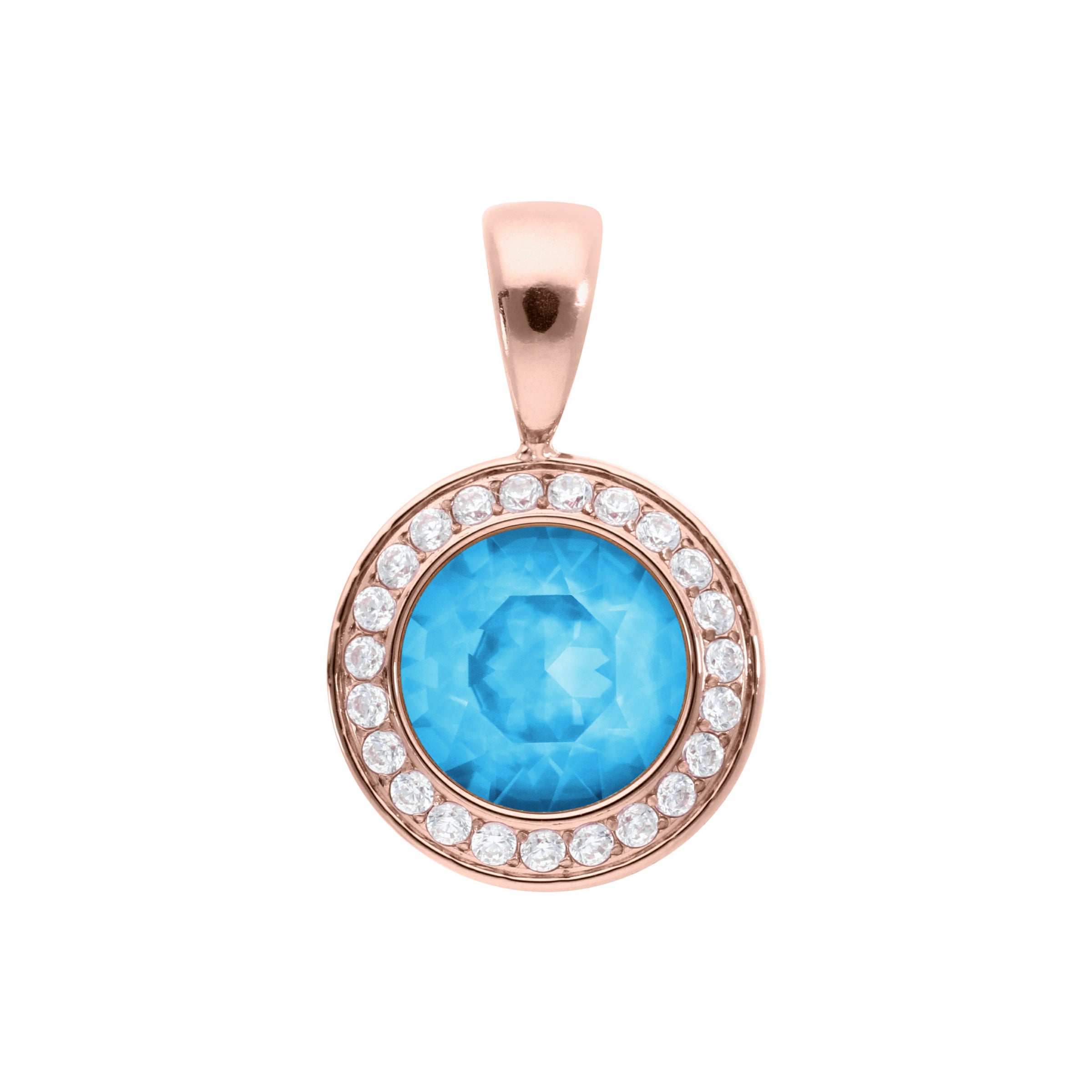 Tondo Deluxe Anhänger 13 mm - Roségold Crystal Electric Blue Ignite