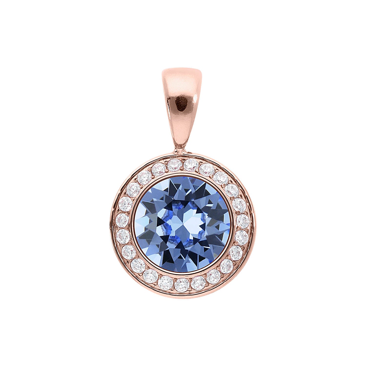 Tondo Deluxe Anhänger 13 mm - Roségold light sapphire