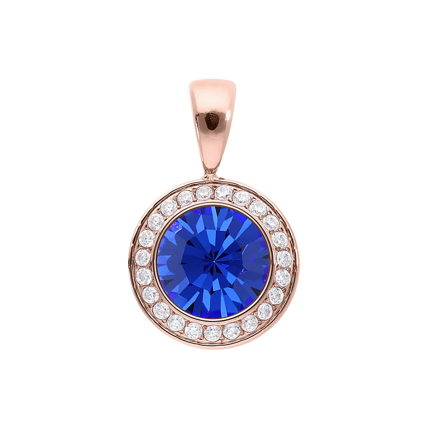 Tondo Deluxe Anhänger 13 mm - Roségold sapphire