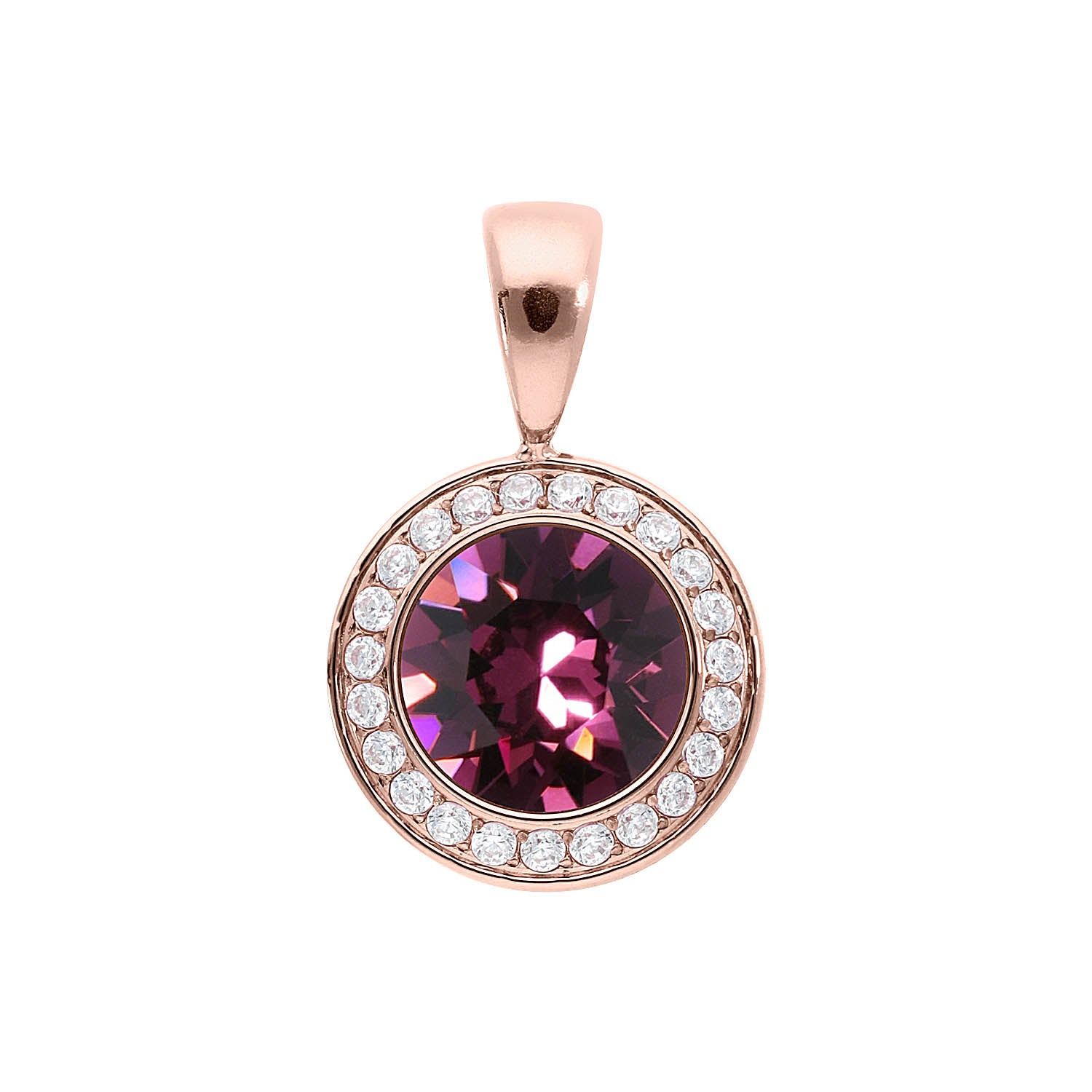 Tondo Deluxe Anhänger 13 mm - Roségold amethyst