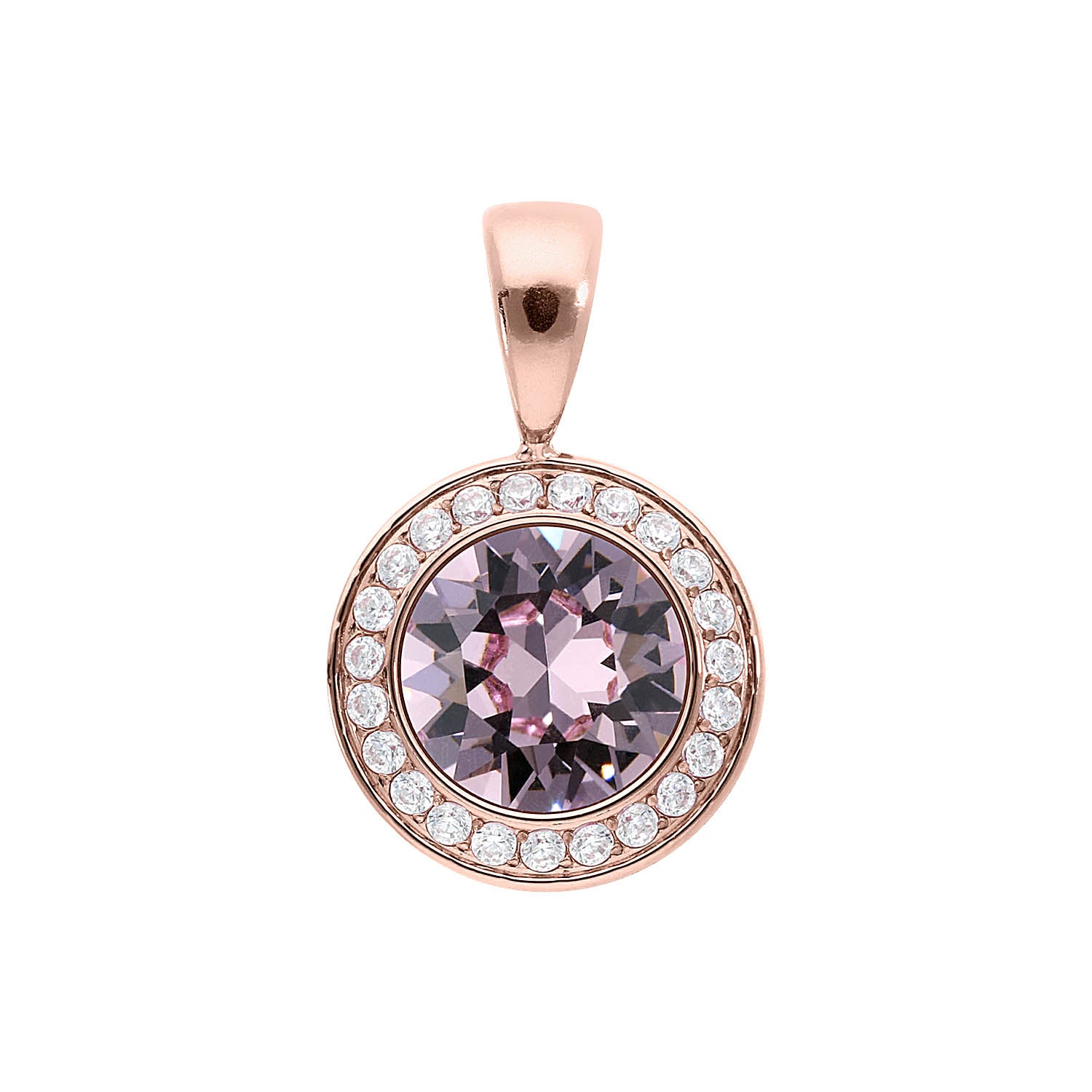 Tondo Deluxe Anhänger 13 mm - Roségold light amethyst
