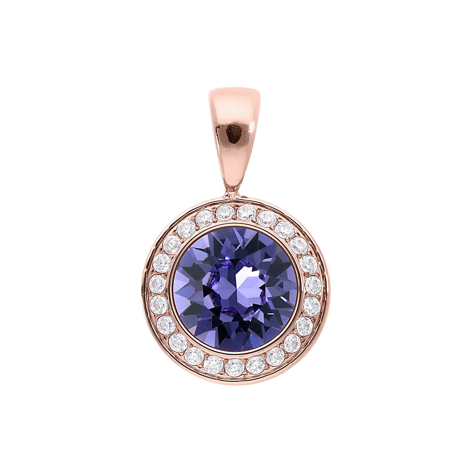 Tondo Deluxe Anhänger 13 mm - Roségold tanzanite