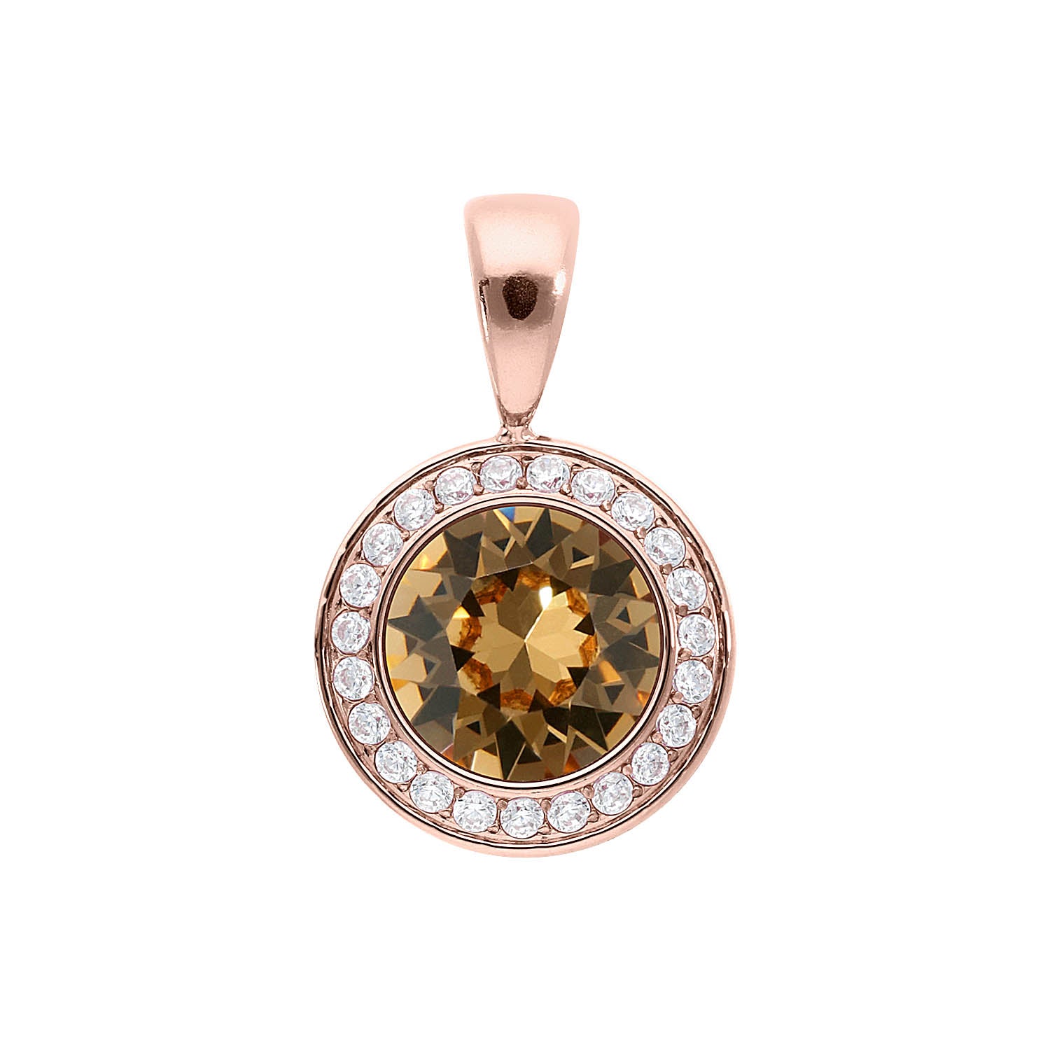 Tondo Deluxe Anhänger 13 mm - Roségold light colorado topaz