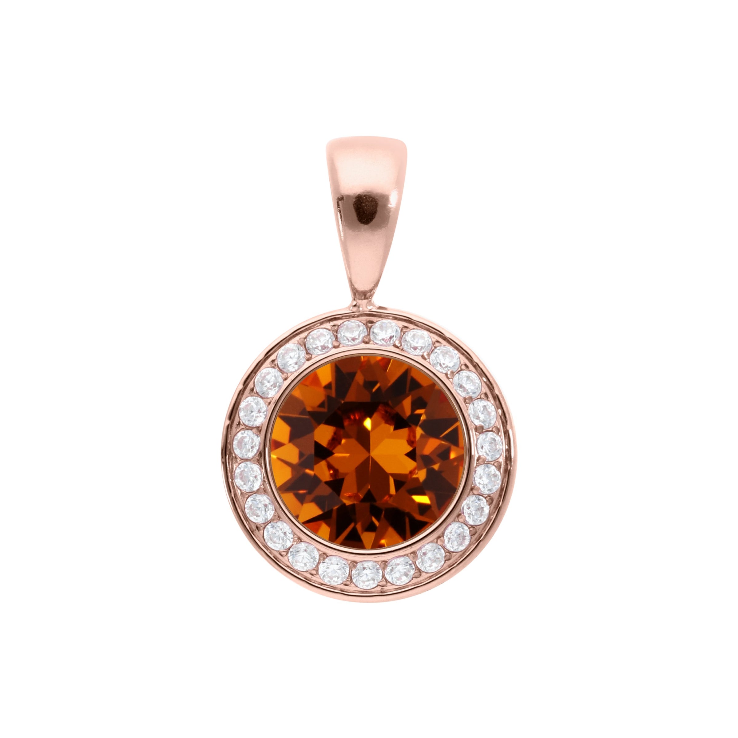 Tondo Deluxe Anhänger 13 mm - Roségold Smoked Topaz