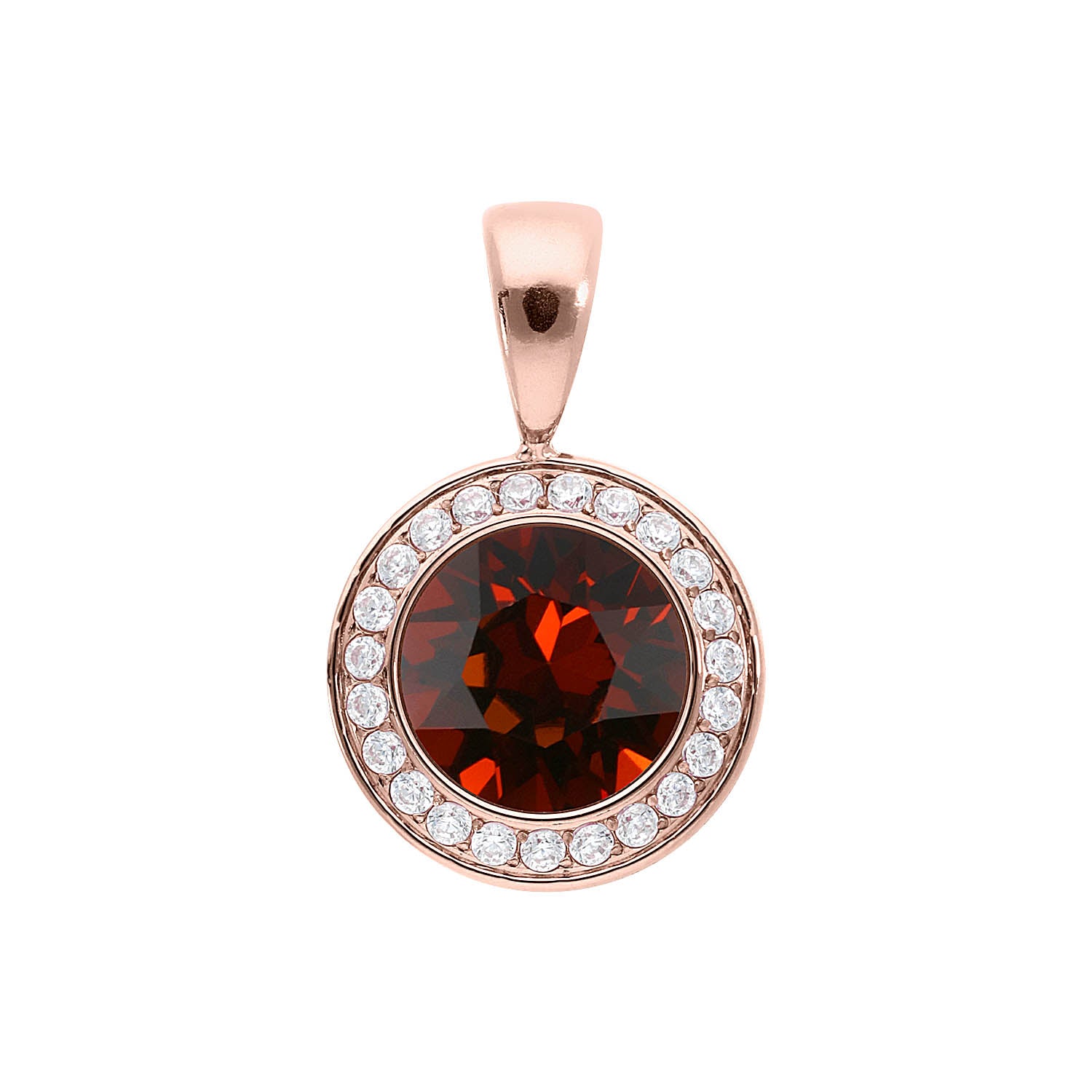 Tondo Deluxe Anhänger 13 mm - Roségold smoked amber