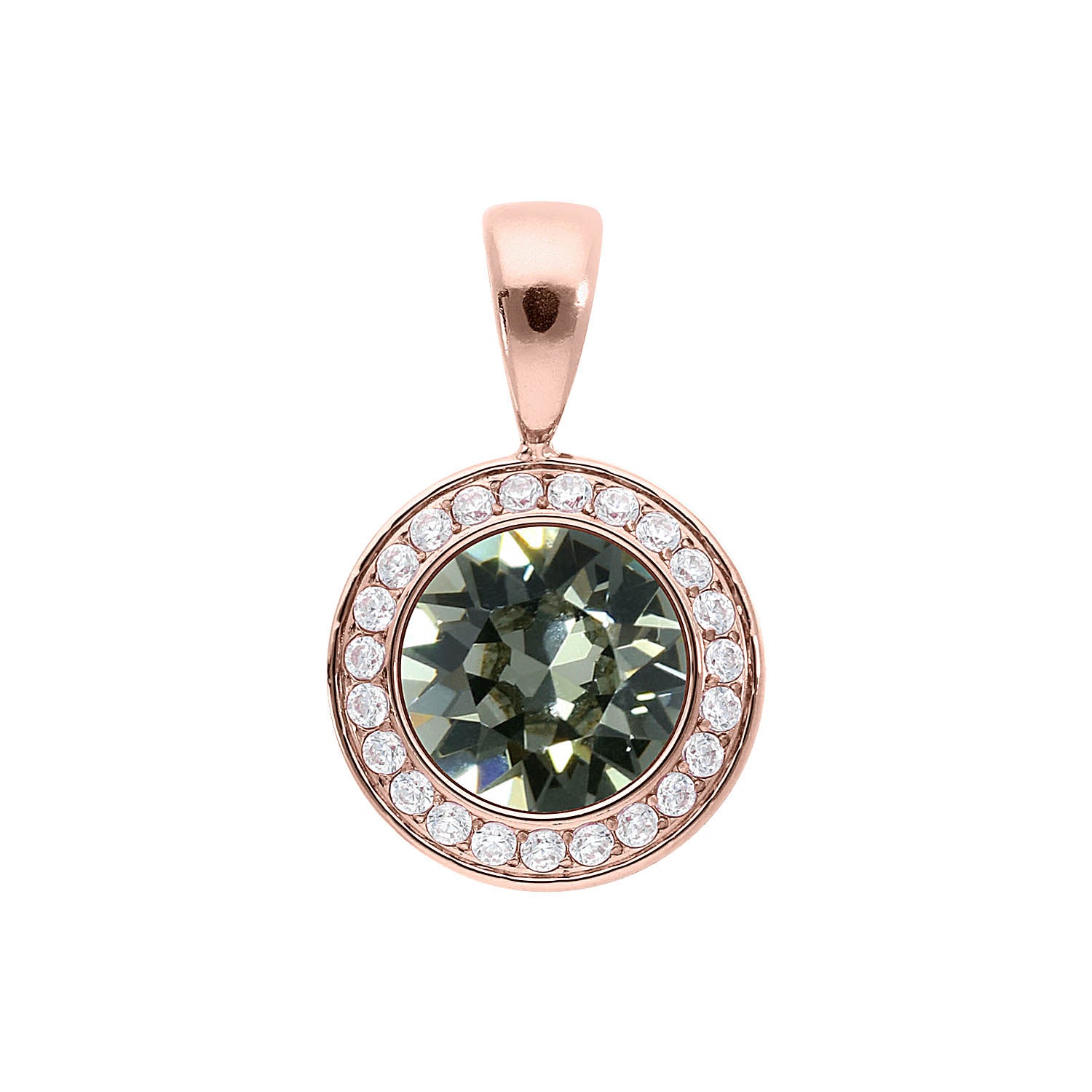 Tondo Deluxe Anhänger 13 mm - Roségold black diamond