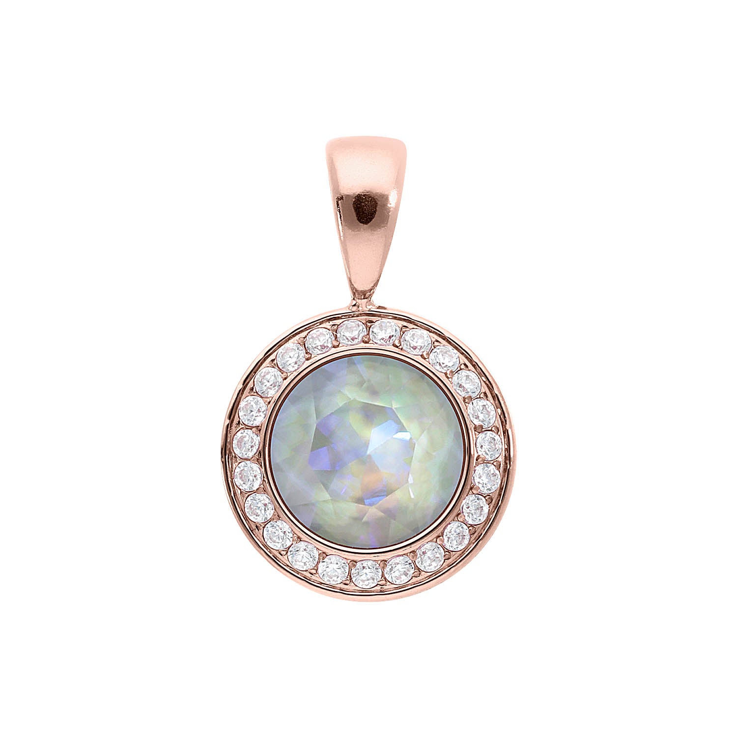 Tondo Deluxe Anhänger 13 mm - Roségold Crystal Serene Gray Delite
