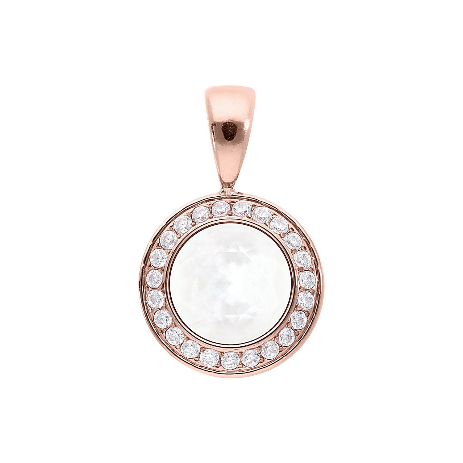 Tondo Deluxe Anhänger 13 mm - Roségold crystal electric white ignite