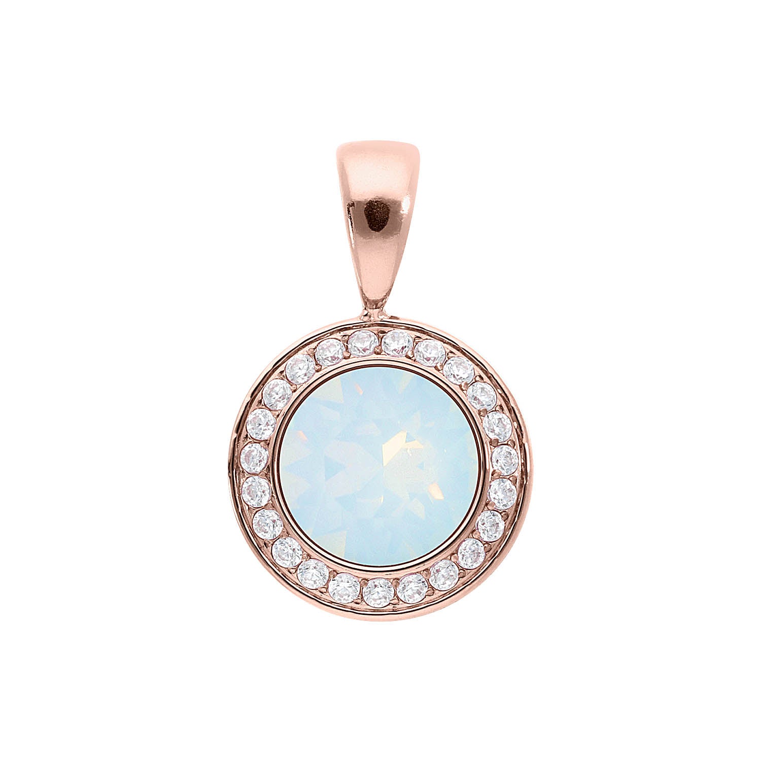 Tondo Deluxe Anhänger 13 mm - Roségold white opal