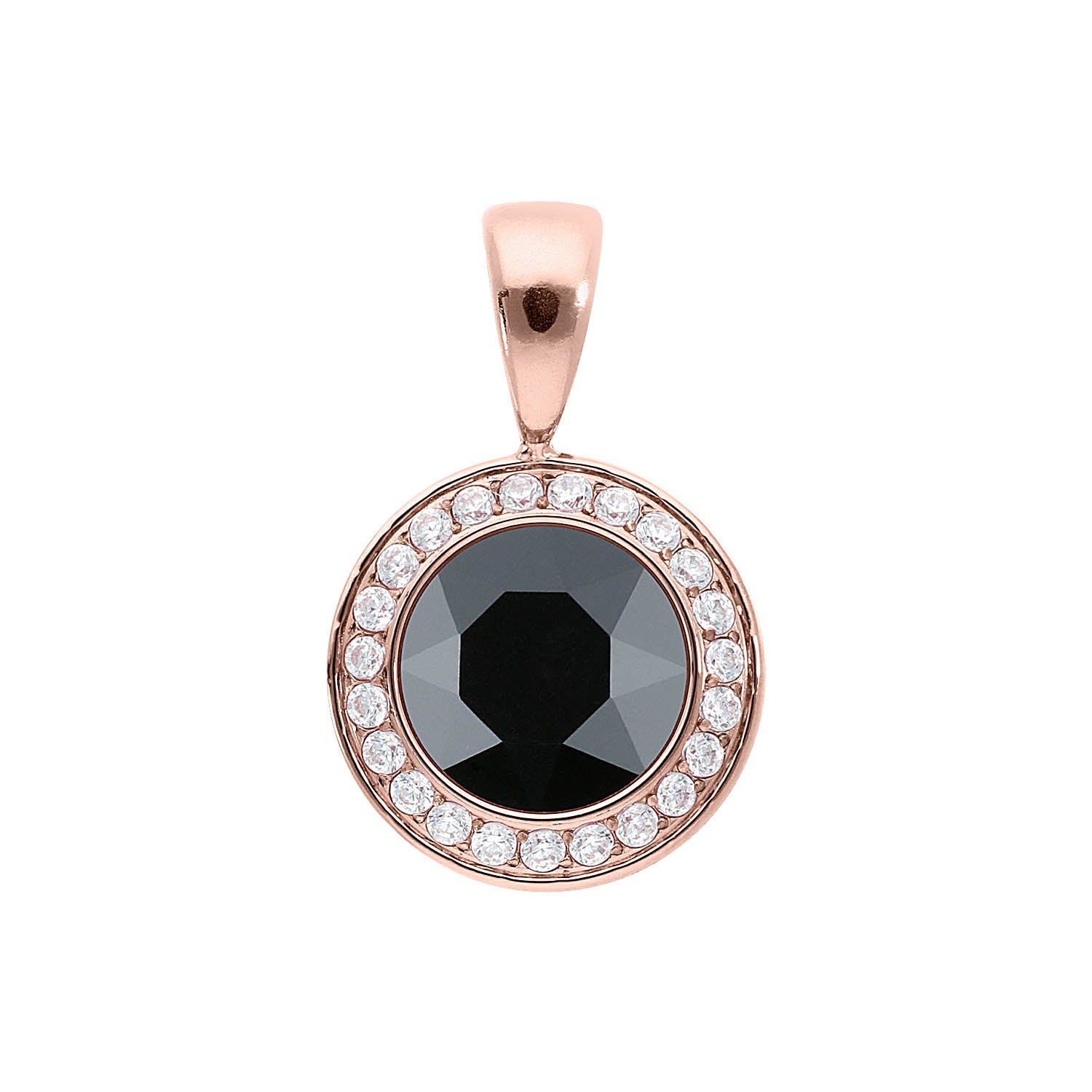 Tondo Deluxe Anhänger 13 mm - Roségold jet hematite