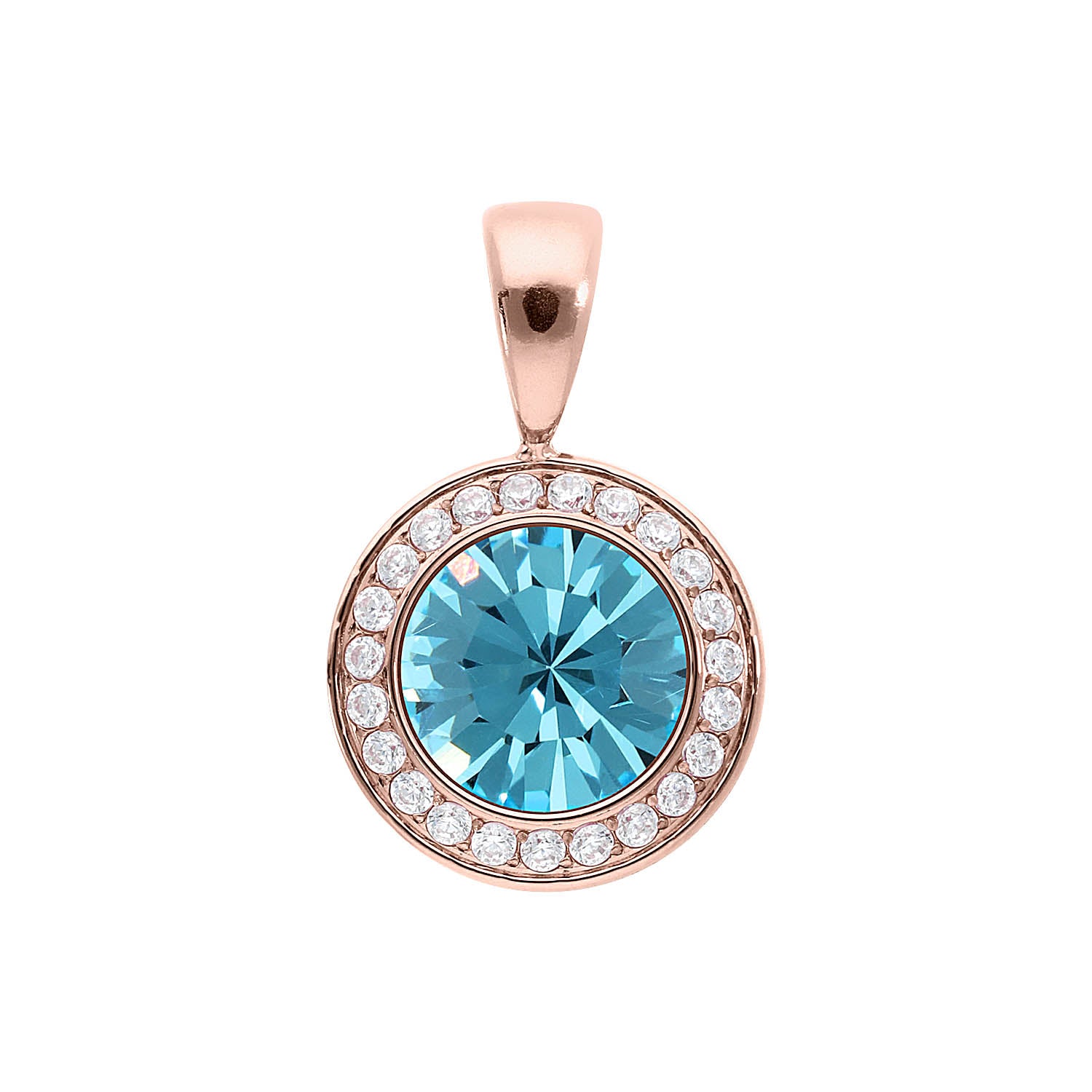 Tondo Deluxe Anhänger 13 mm - Roségold aquamarine