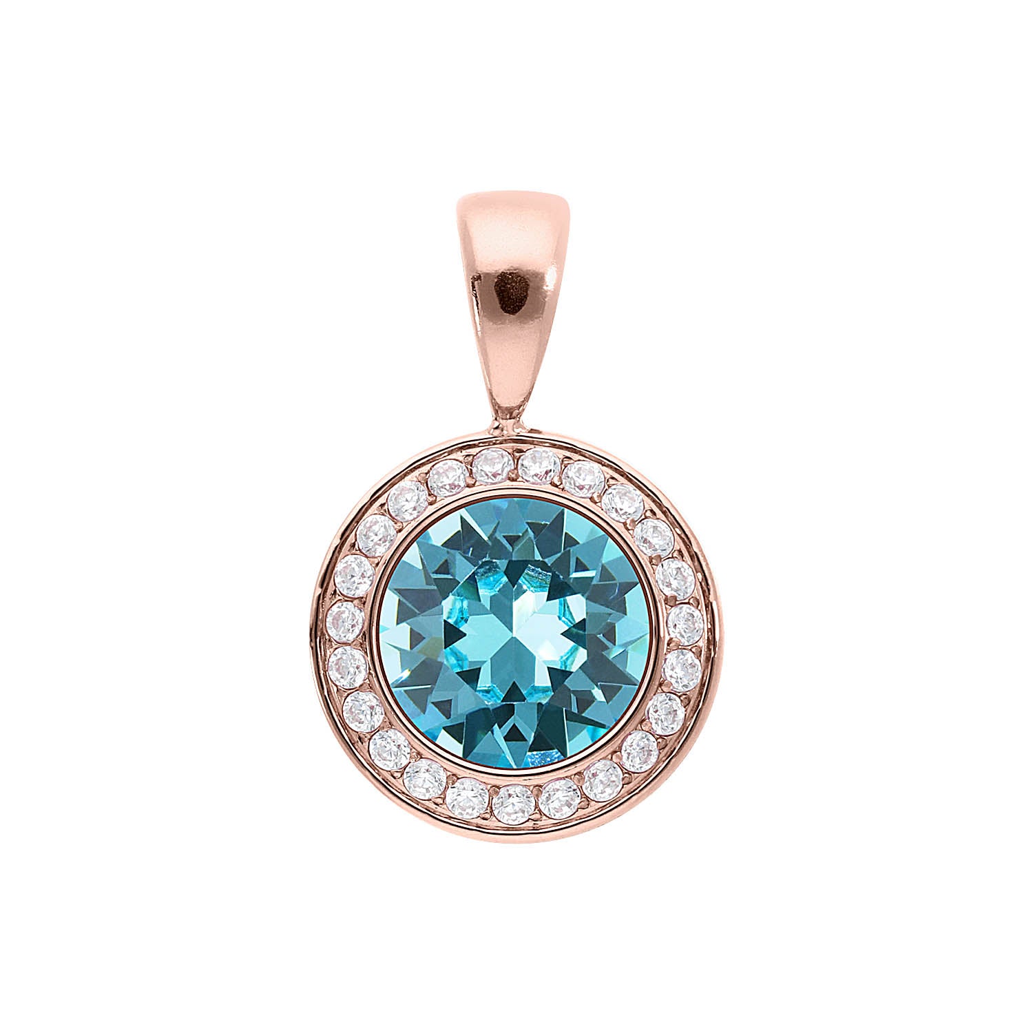 Tondo Deluxe Anhänger 13 mm - Roségold Light Turquoise