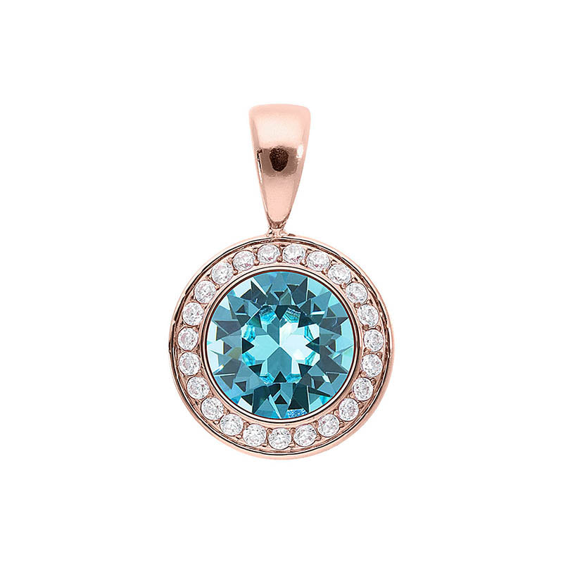 Tondo Deluxe Anhänger 13 mm - Roségold Light Turquoise