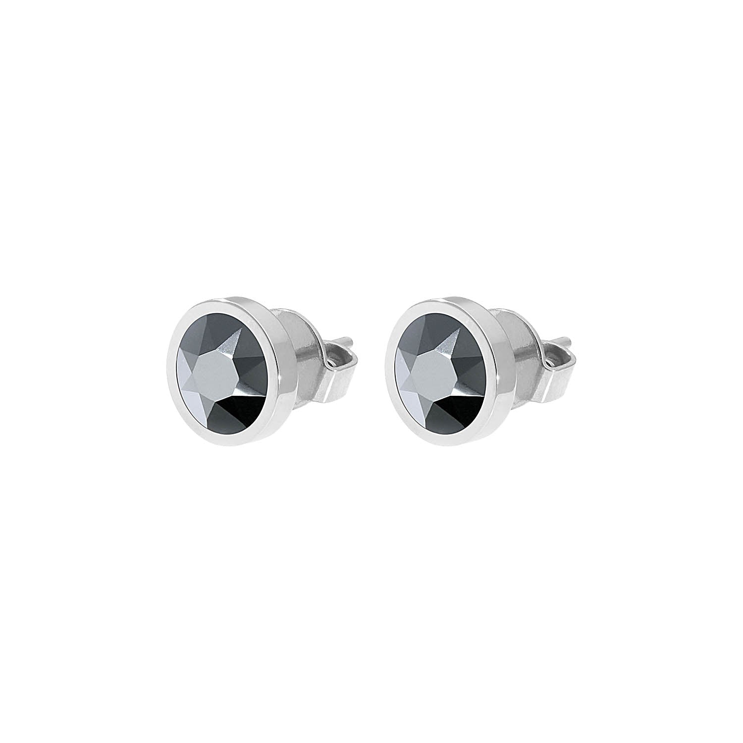 Canino Ohrstecker 9 mm - Silber jet hematite