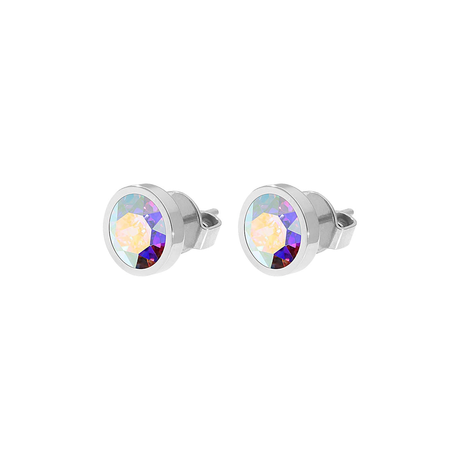 Canino Ohrstecker 9 mm - Silber crystal aurora boreale