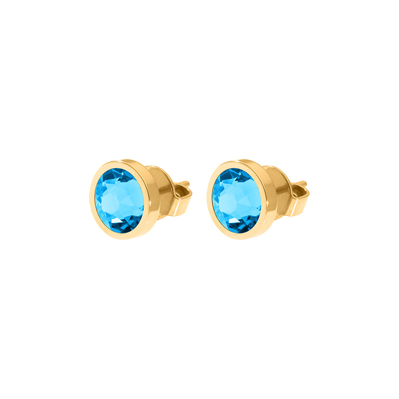 Canino Ohrstecker 9 mm - Gold Crystal Electric Blue Ignite