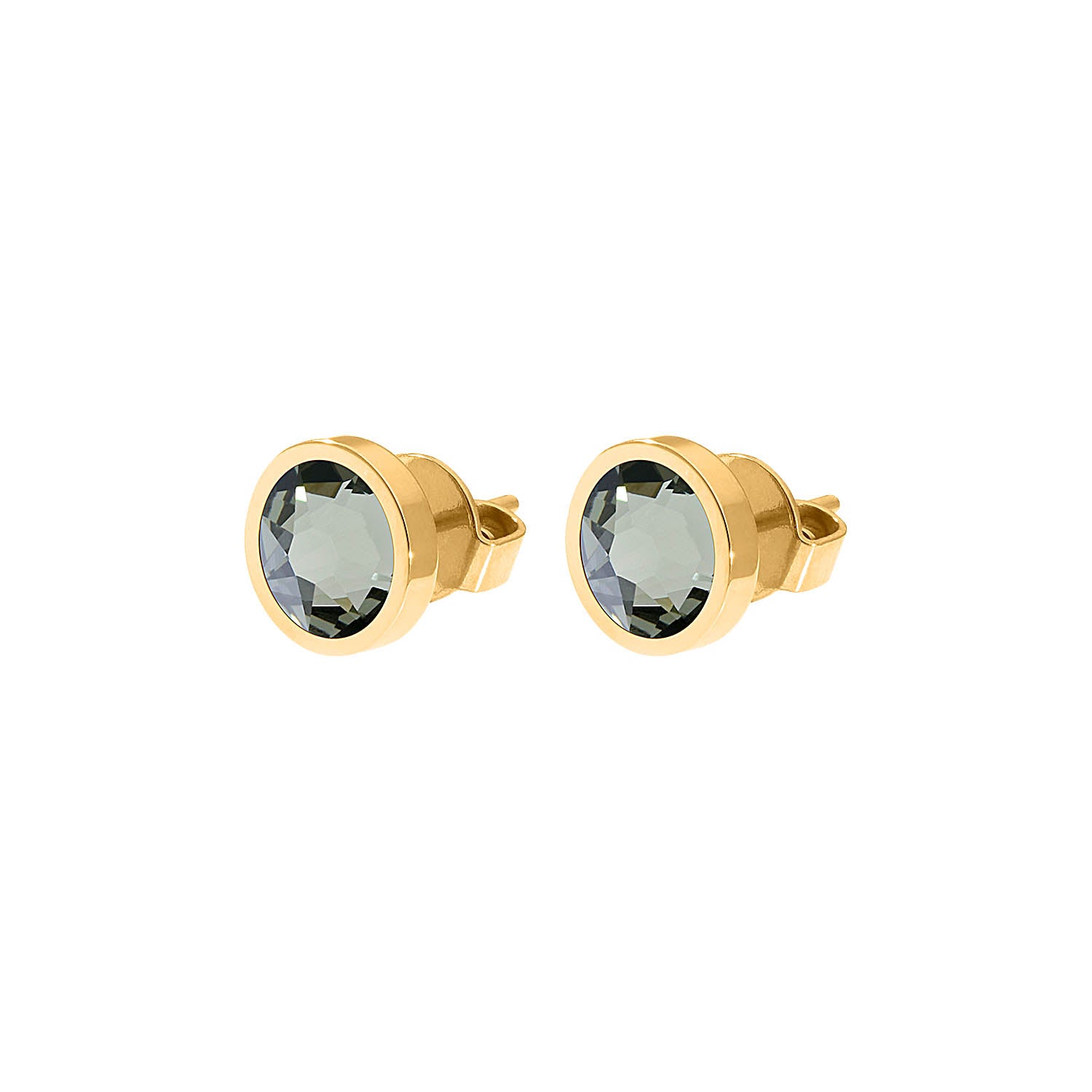 Canino Ohrstecker 9 mm - Gold black diamond