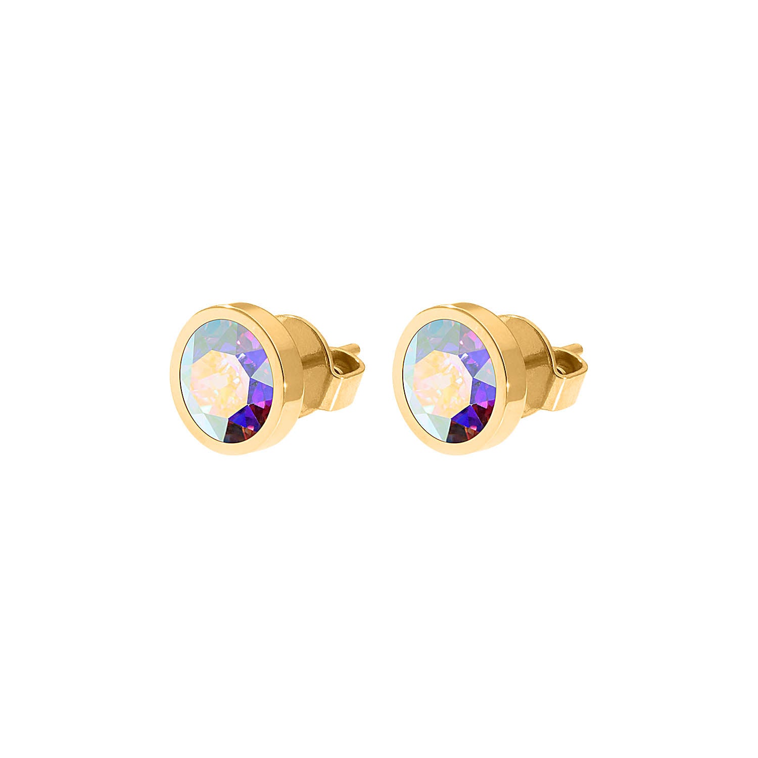 Canino Ohrstecker 9 mm - Gold crystal aurora boreale