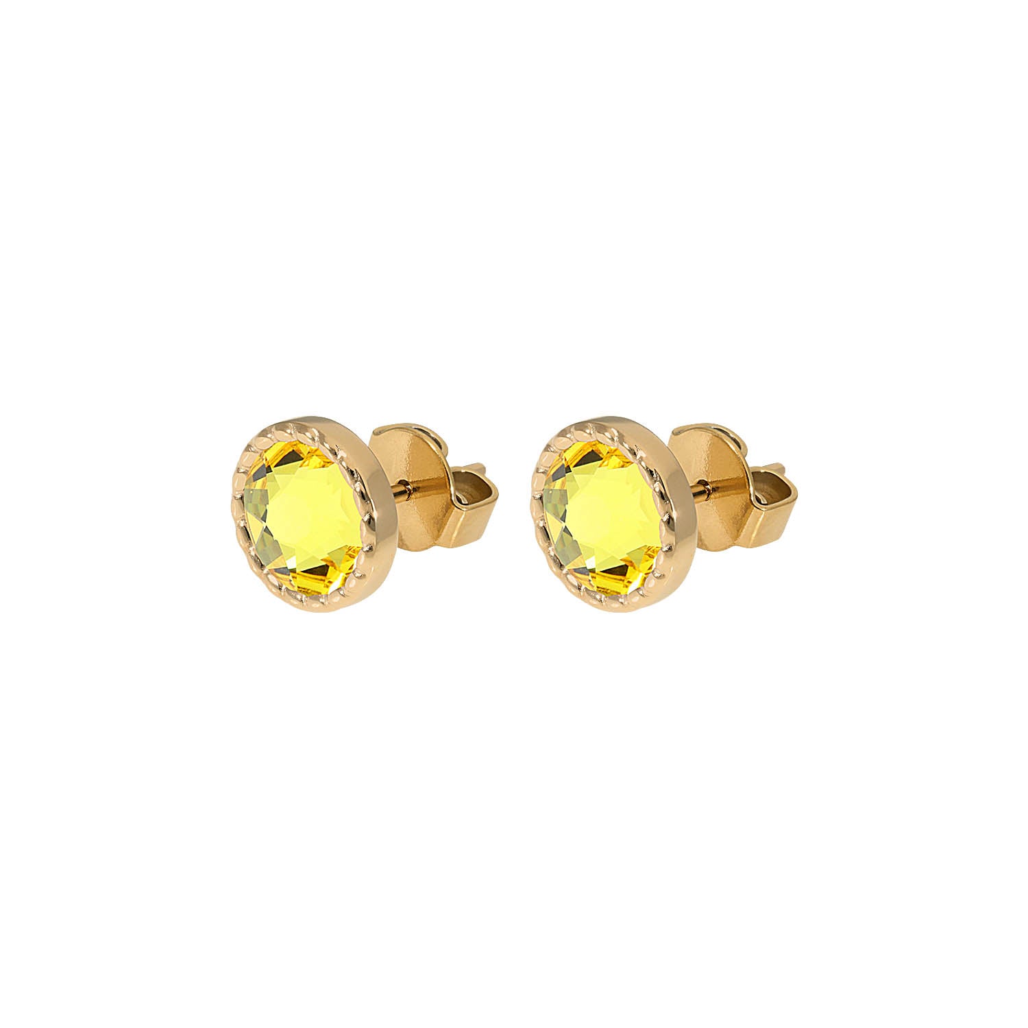 Bocconi Flat Ohrstecker 9 mm - Gold light topaz
