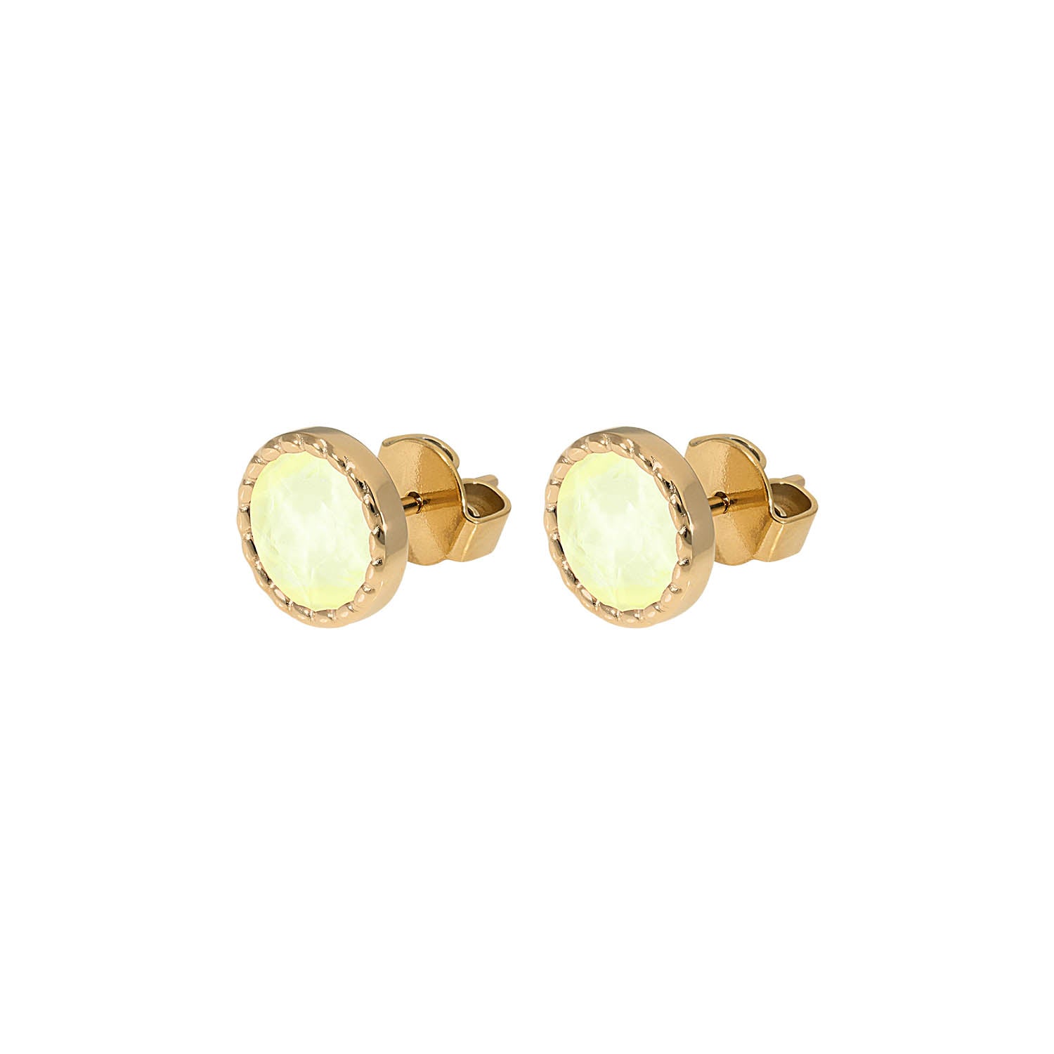 Bocconi Flat Ohrstecker 9 mm - Gold crystal soft yellow ignite