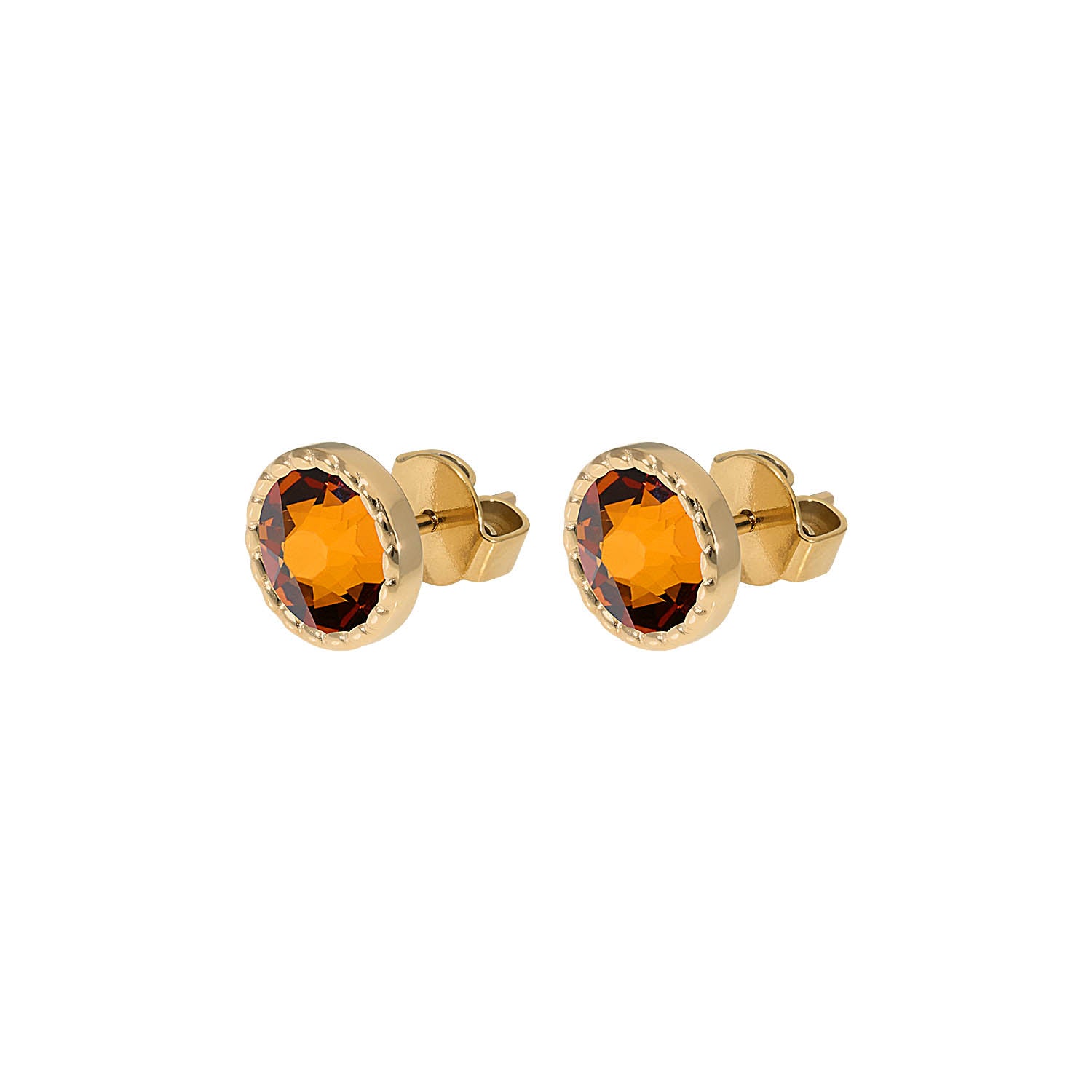 Bocconi Flat Ohrstecker 9 mm - Gold light amber