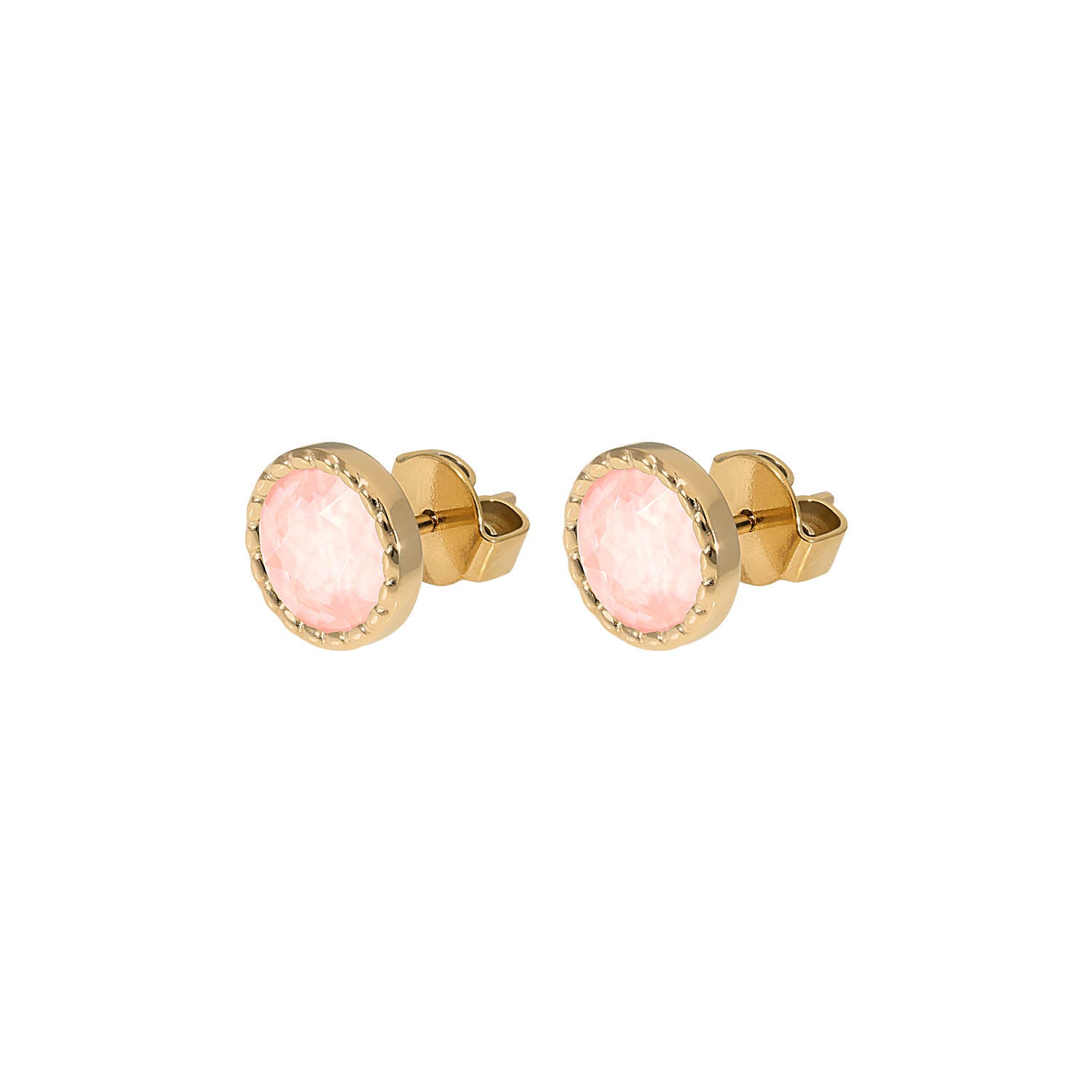 Bocconi Flat Ohrstecker 9 mm - Gold Crystal Flamingo Ignite