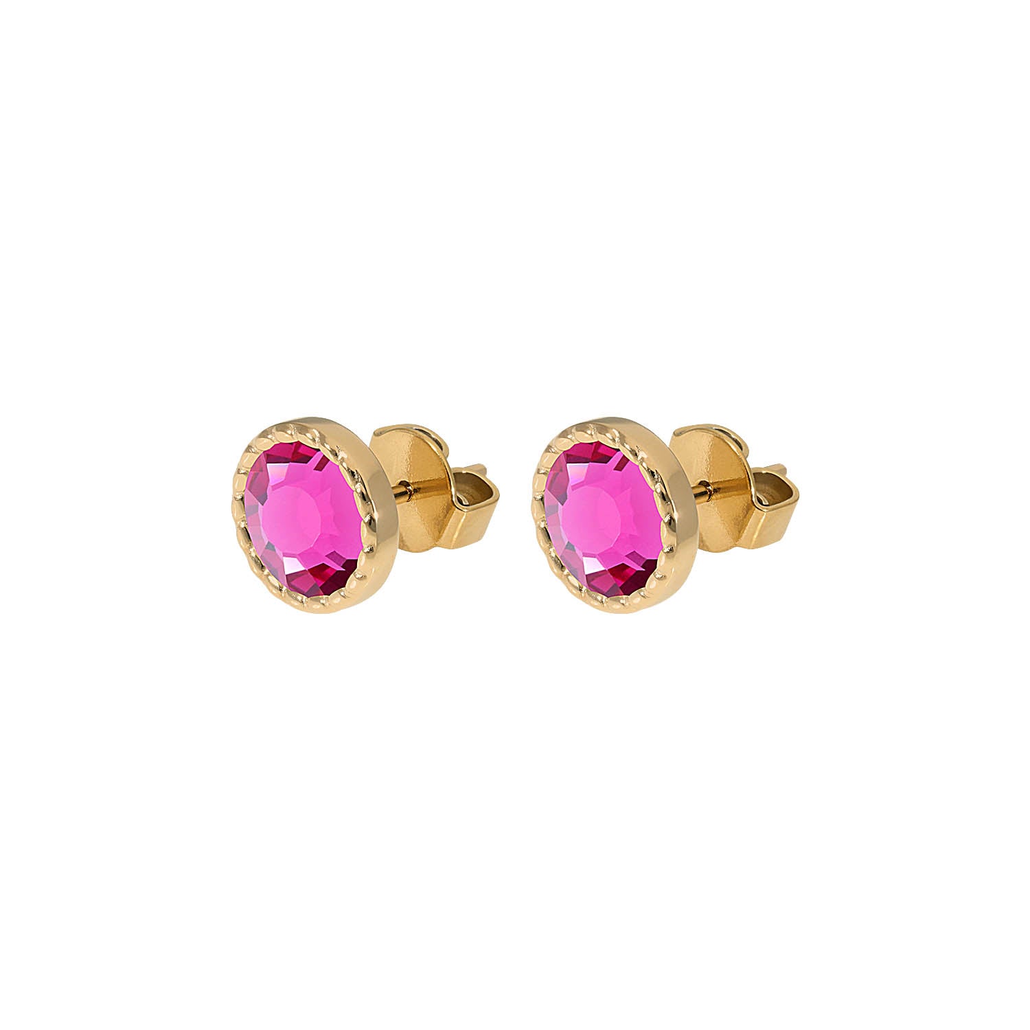 Bocconi Flat Ohrstecker 9 mm - Gold fuchsia
