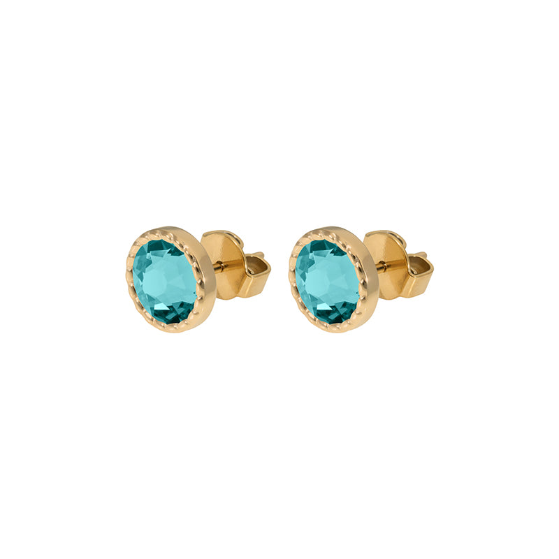 Bocconi Flat Ohrstecker 9 mm - Gold Crystal Pine Green Ignite