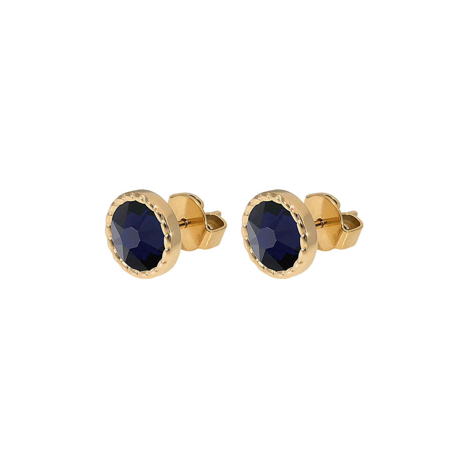 Bocconi Flat Ohrstecker 9 mm - Gold Dark Indigo