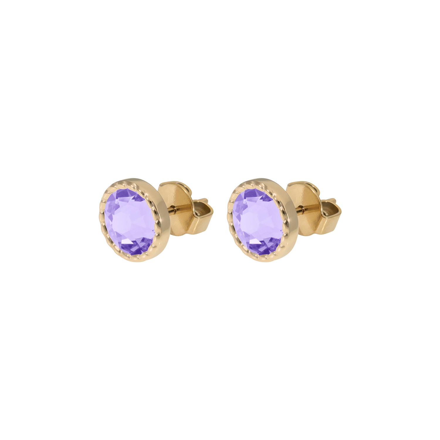 Bocconi Flat Ohrstecker 9 mm - Gold Crystal Purple Ignite