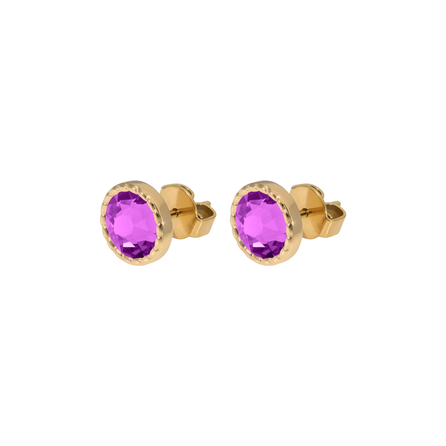 Bocconi Flat Ohrstecker 9 mm - Gold Crystal Electric Violet Ignite