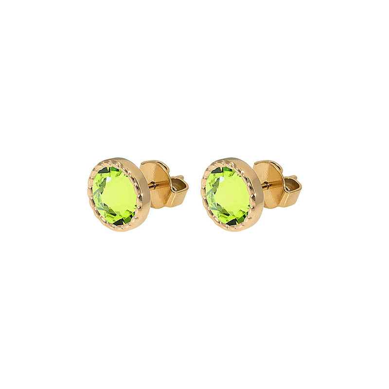 Bocconi Flat Ohrstecker 9 mm - Gold Citrus Green