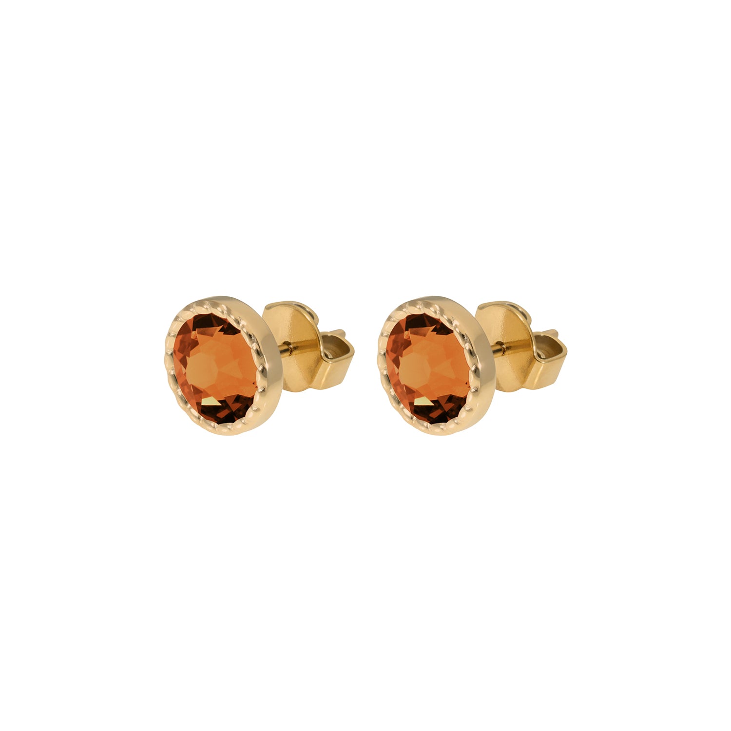 Bocconi Flat Ohrstecker 9 mm - Gold Smoked Topaz