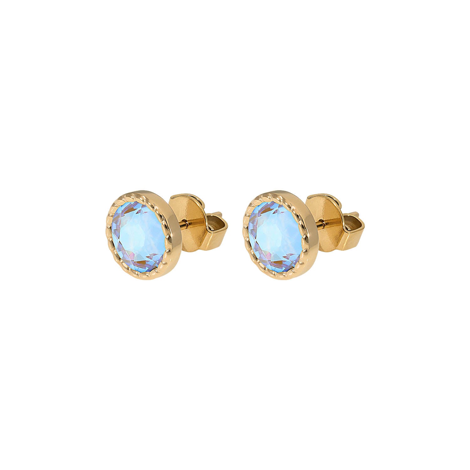Bocconi Flat Ohrstecker 9 mm - Gold Crystal Serene Gray Delite